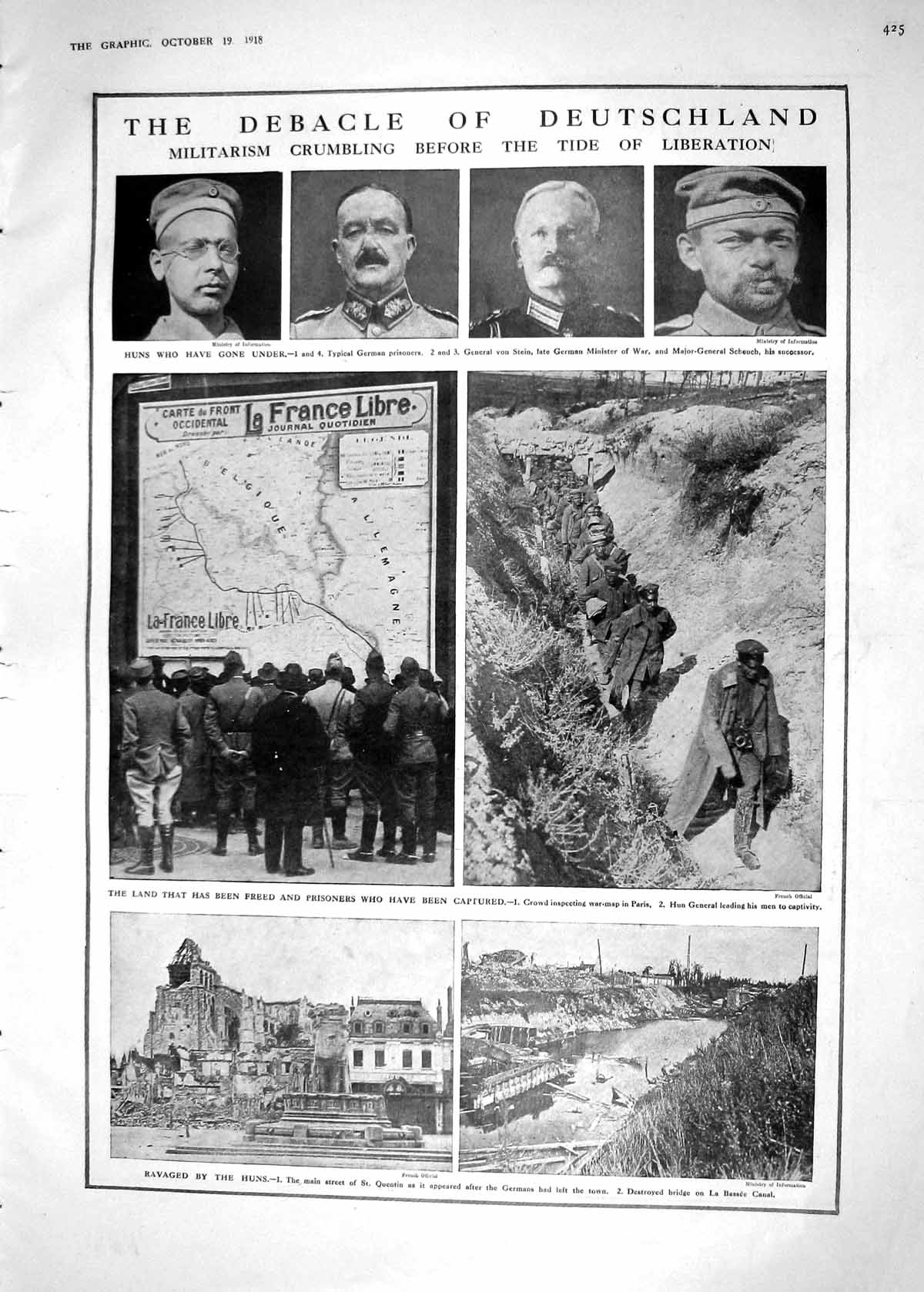 Old 1918 War German Prisoners Stein Scheuch Quentin Bassee Canal Map 20th