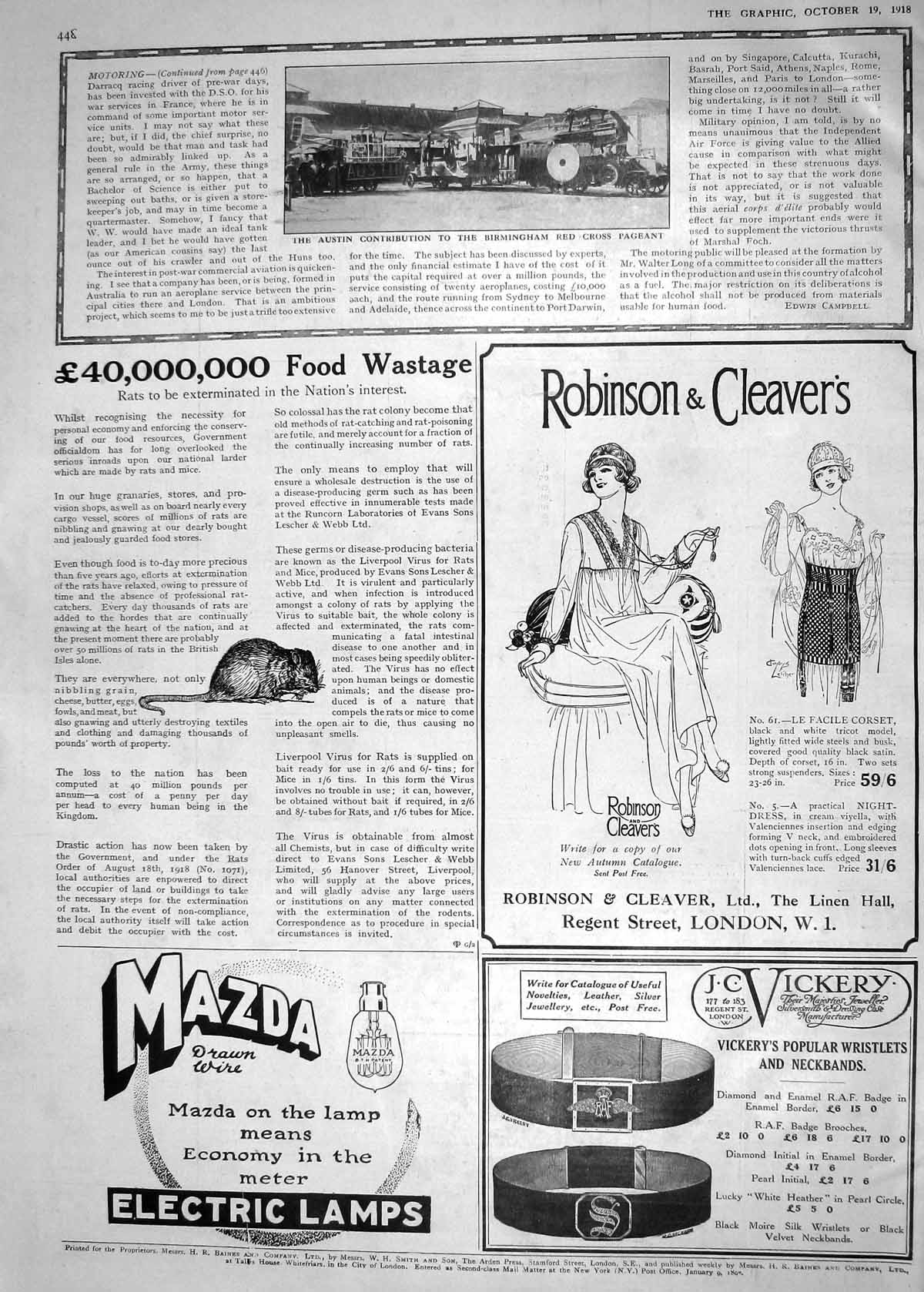 Old 1918 Austin Motor Car Birmingham Red Cross Pageant Robinson Cleav 20th