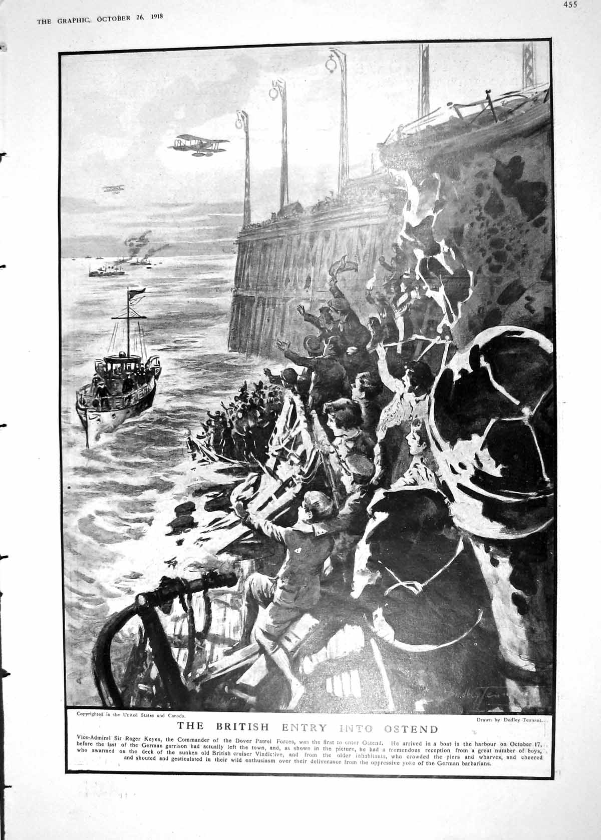 Old 1918 Roger Keyes Dover Patrol Forces Ostend Ship War France Churc 20th