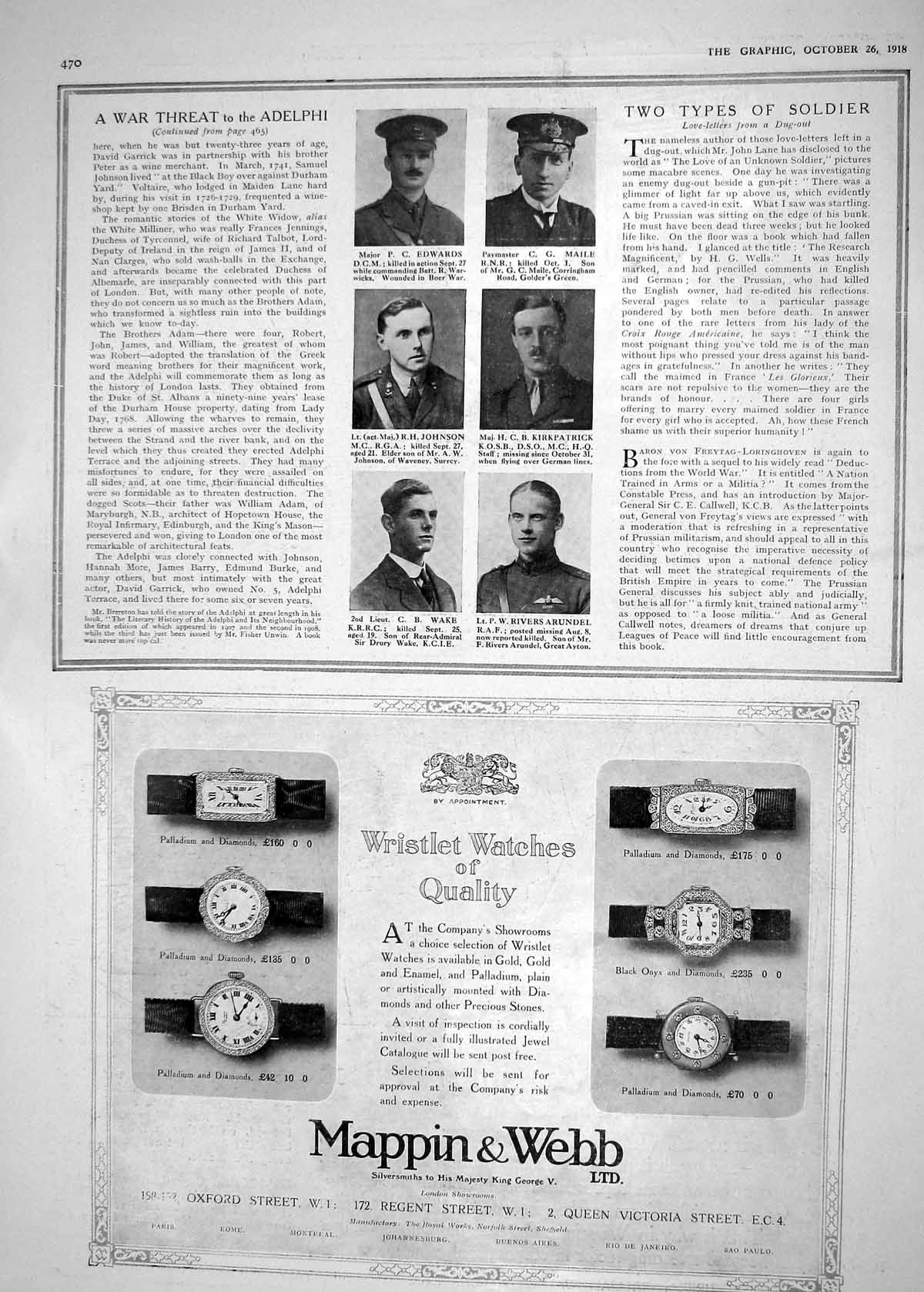 Old 1918 War Edwards Maile Johnson Kirkpatrick Wake Arundel Mappin Dr 20th