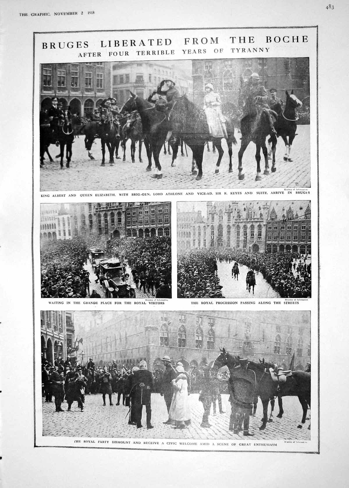 Old 1918 King Albert War Bruges Boche Athlone Keyes Queen Ostend Cath 20th