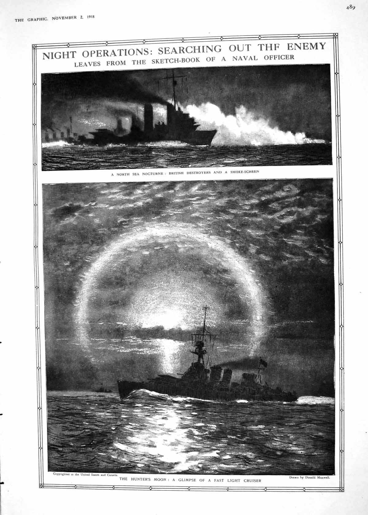 Old 1918 War Night Operations North Sea British Destroyer Ships Hunte 20th