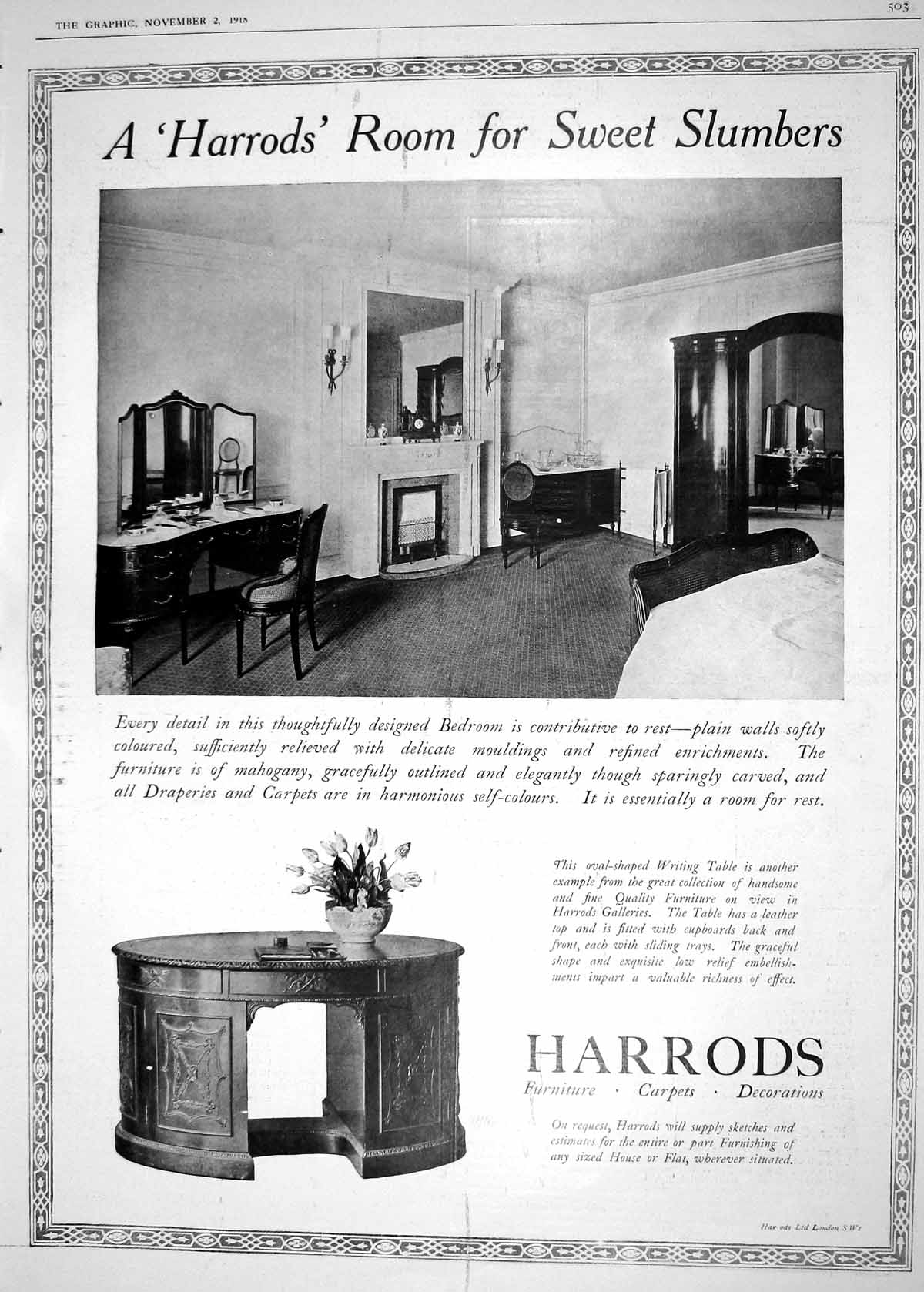 Antique Print 1918 Harrods Ludendorff Hindenburg War Carpenter Westminster 20th