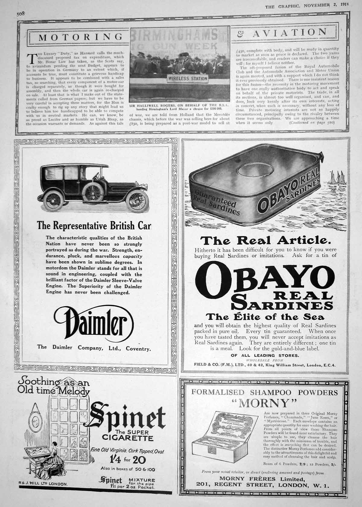 Old 1918 Halliwell Rogers Birmingham Lord Mayor Obayo Sardines Daimle 20th