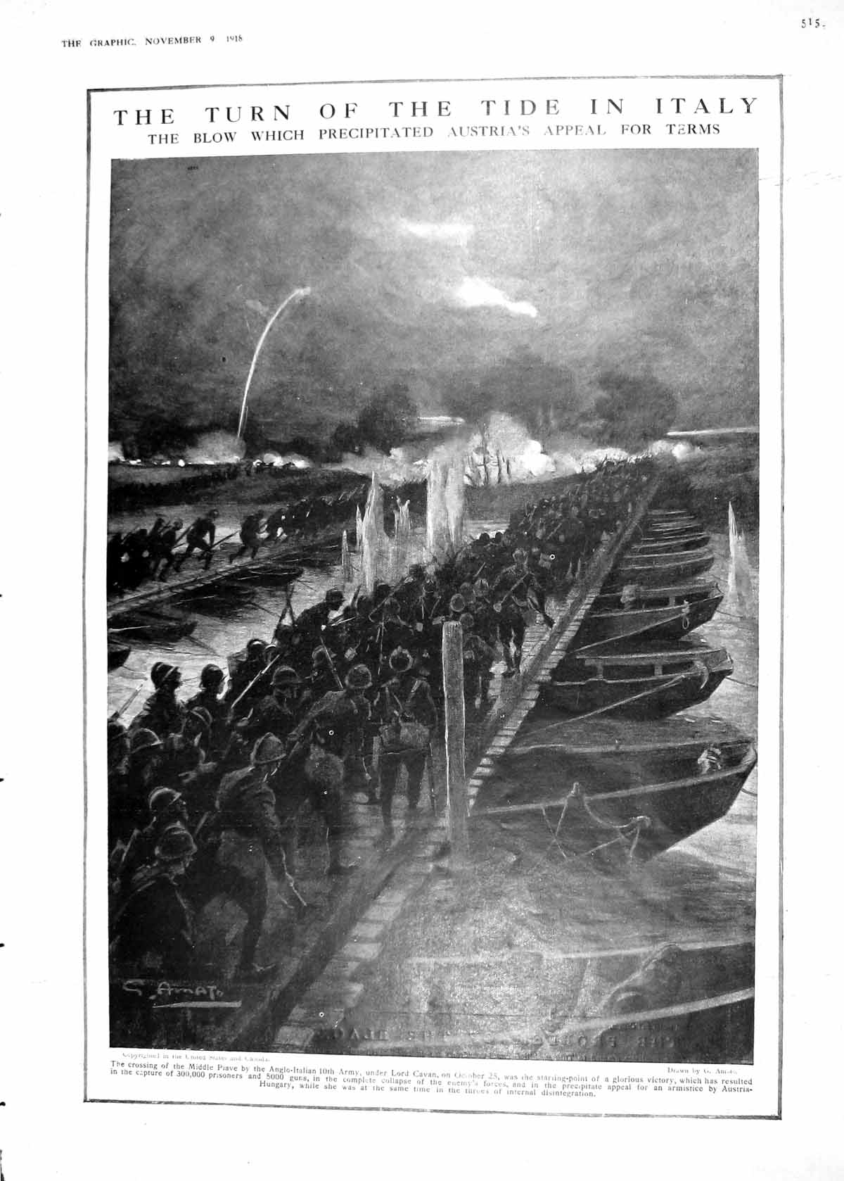 Old Print 1918 War Siers Piave Lord Cavan Italy Black Sea Fleet Ships Su 20th