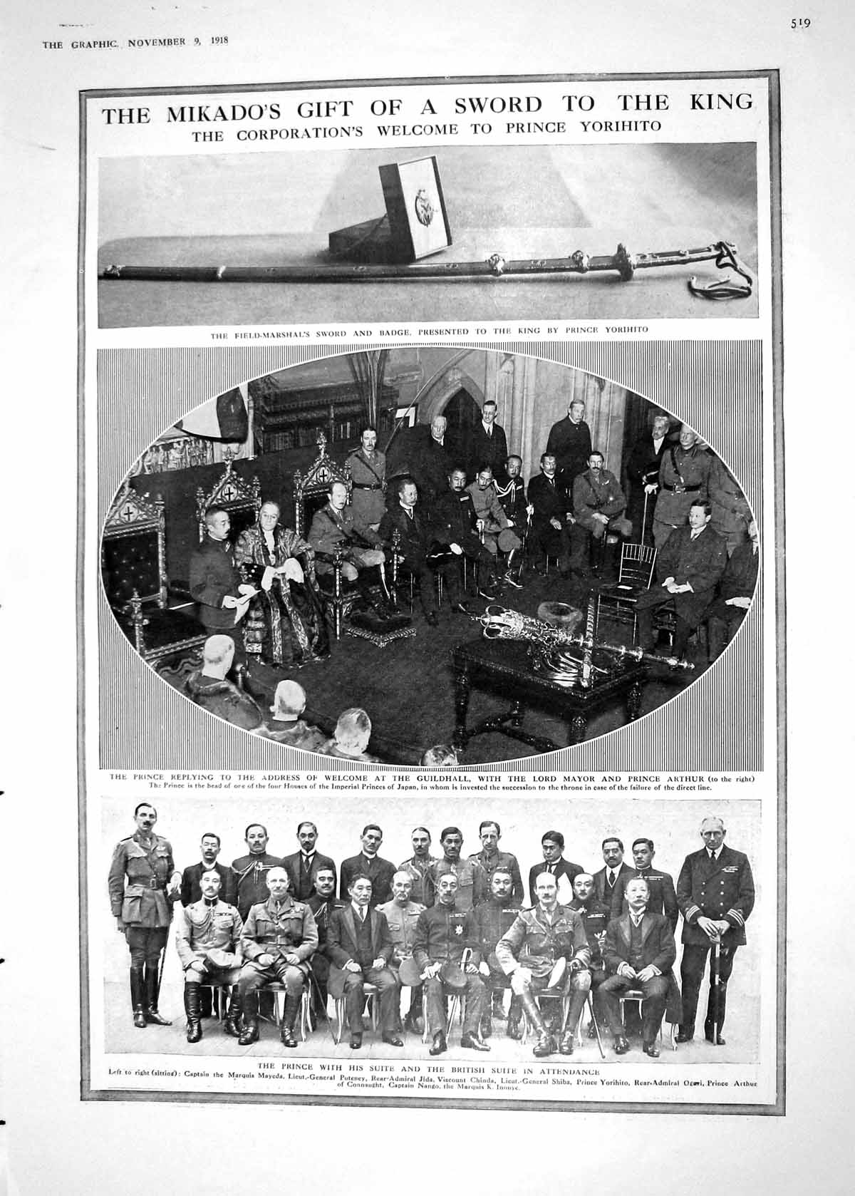 Old 1918 War Sword Guildhall Prince Yorihito Puteney Shiba Mayeda Bar 20th