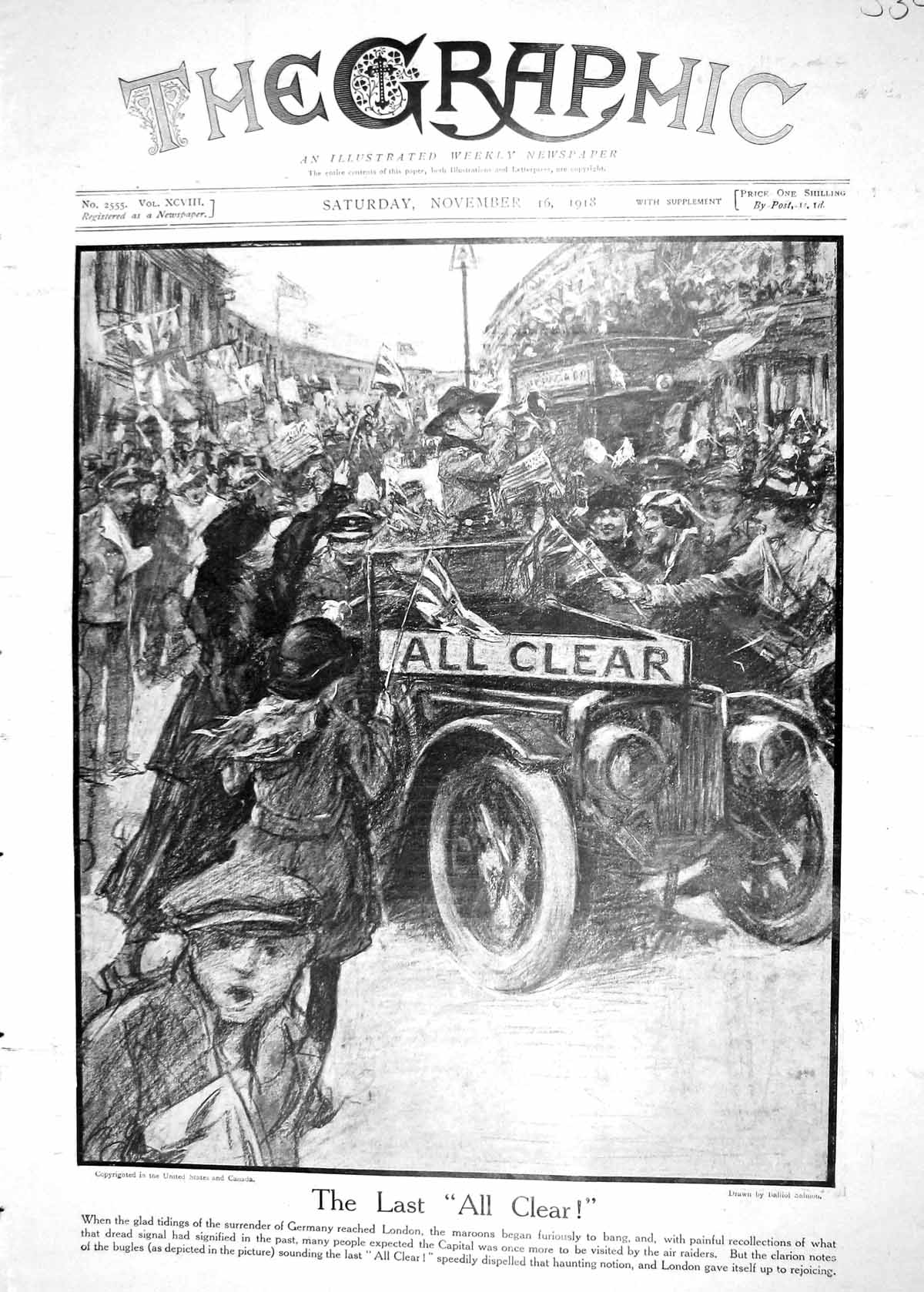 Old 1918 London Street Scene German Surrender War Victoria Memorial P 20th