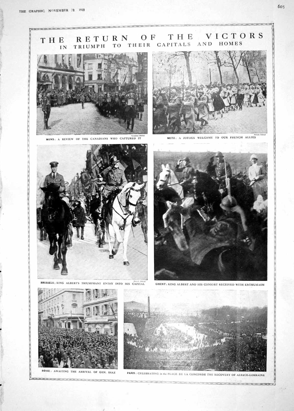 Old 1918 War Mons Metz King Albert Ghent Rome Paris Alsace-Lorraine G 20th
