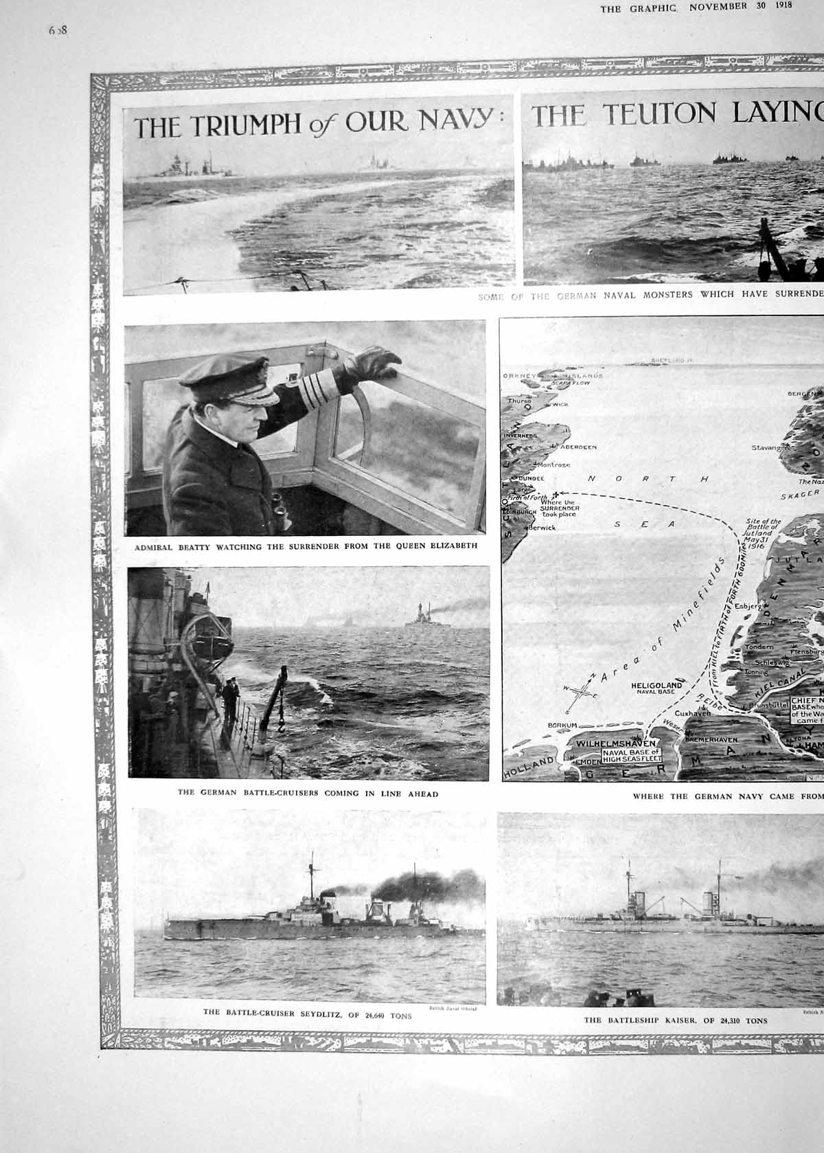 Old 1918 British Navy War Admiral Beatty Ship Seydlitz Kaiser Moltke 20th