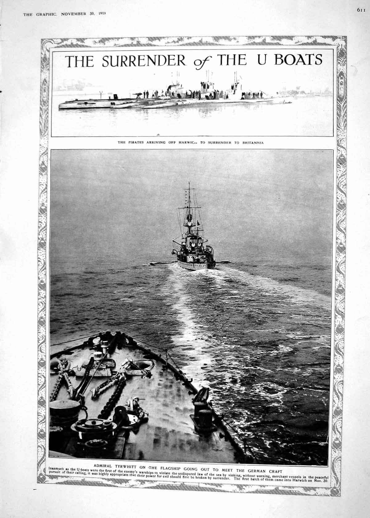 Old 1918 Admiral Tyrwhitt Ship Pirates Britannia War U-Boat Ruffian R 20th