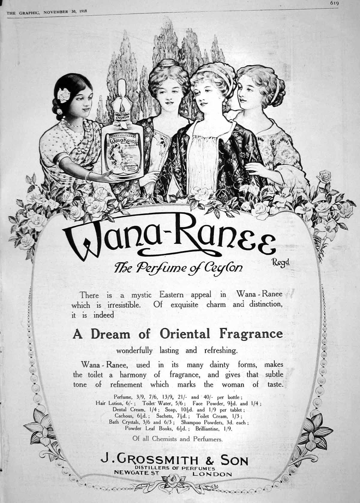 Antique Print 1918 Grossmith Distillers Perfumes War Annesley West Bensons 20th