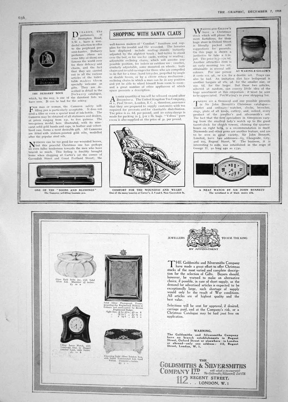 Old 1918 Christmas Presents Dubarry Book Waring Gillows Bennett Watch 20th