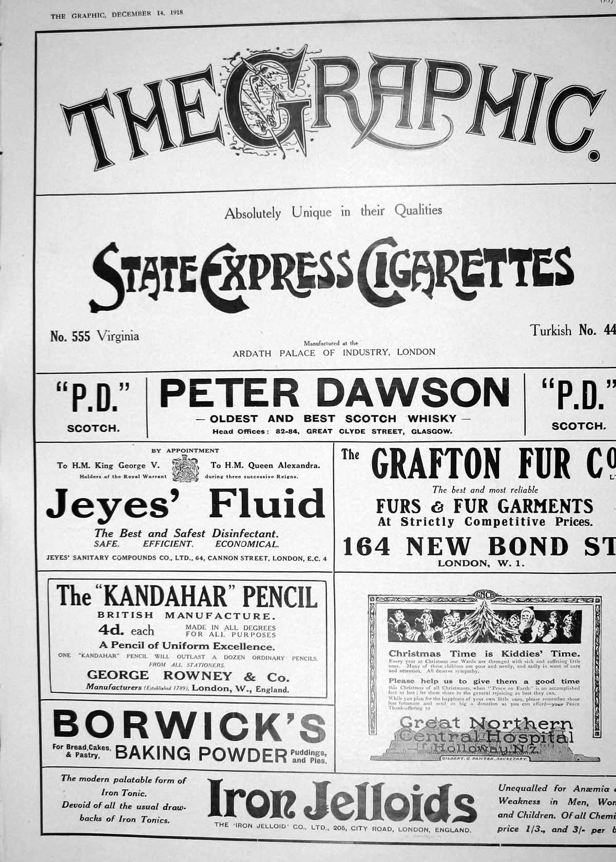 Old 1918 Advertisement State Express Cigarettes Dawson Whisky Jeyes F 20th