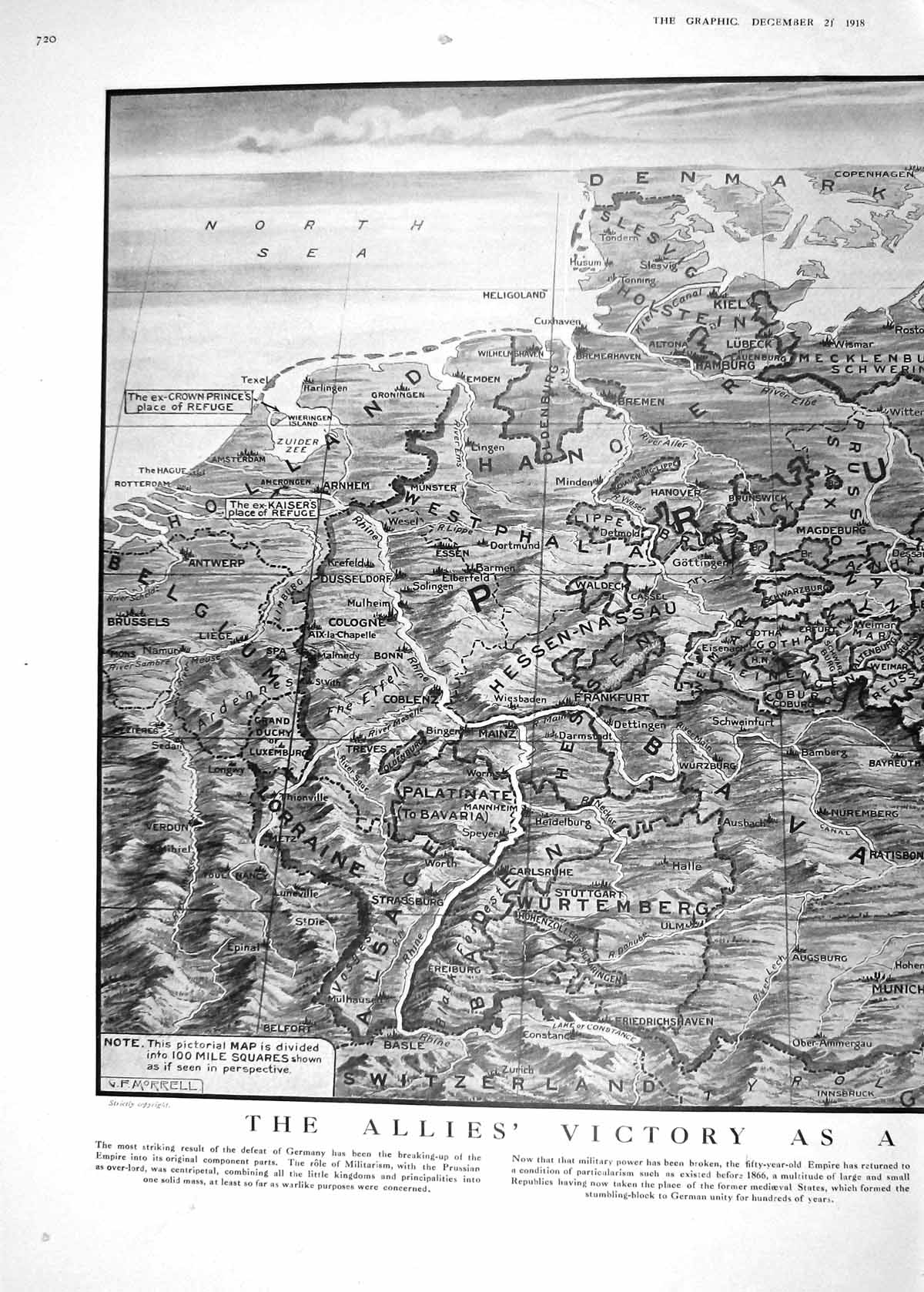 Old 1918 War Map German Empire Hanover Wurtemberg Baltic Sea Vienna S 20th