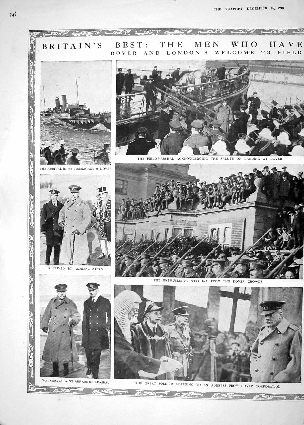 Old Print 1918 War British Siers Admiral Keyes Dover Victoria Memorial D 20th