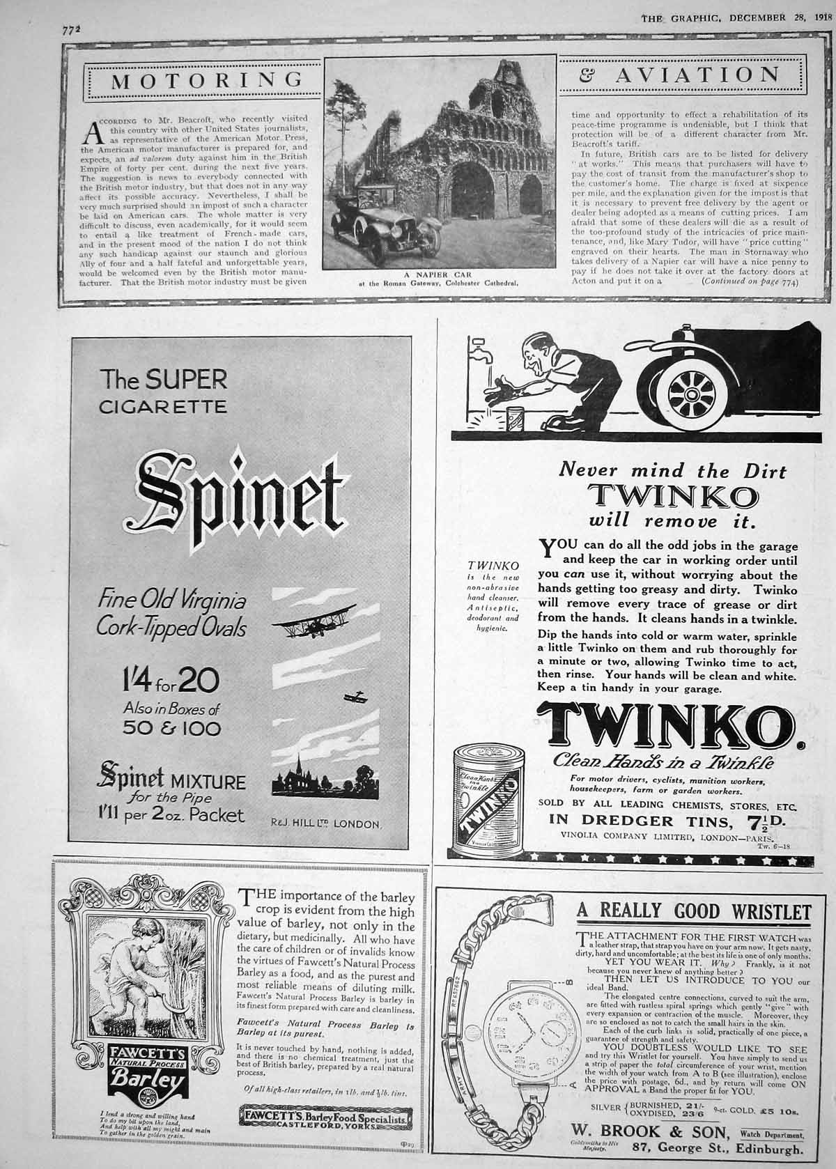 Old 1918 Napier Motor Car Roman Gateway Colchester Cathedral Twinko F 20th