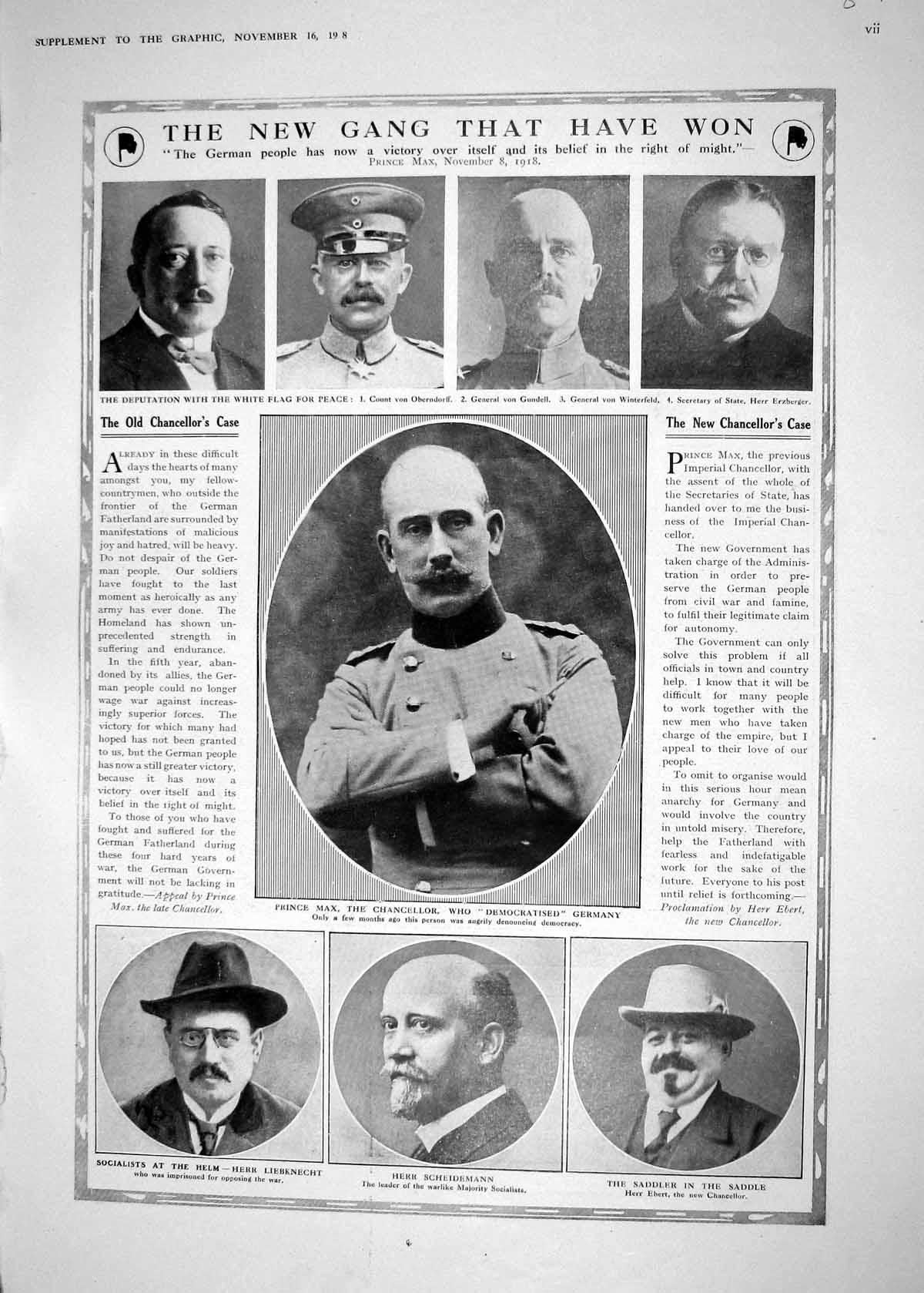 Old 1918 War Prince Max Liebknecht Scheidemann German Ebert Prisoners 20th