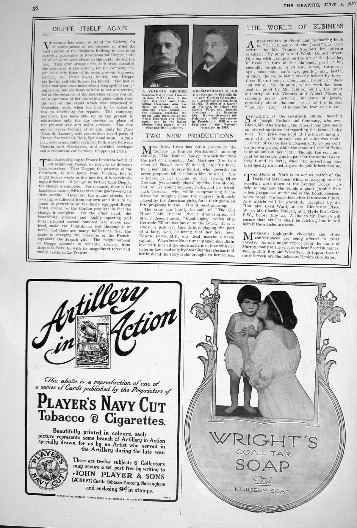 Old 1920 Surgeon-Major Robert Gravesburton Herr Fehrenbach Players Ci 20th