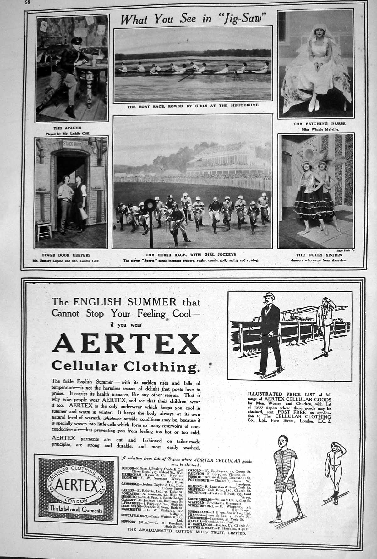 Old 1920 Hippodrome Theatre Aertex Clothing Barker Dobson Chocolate L 20th