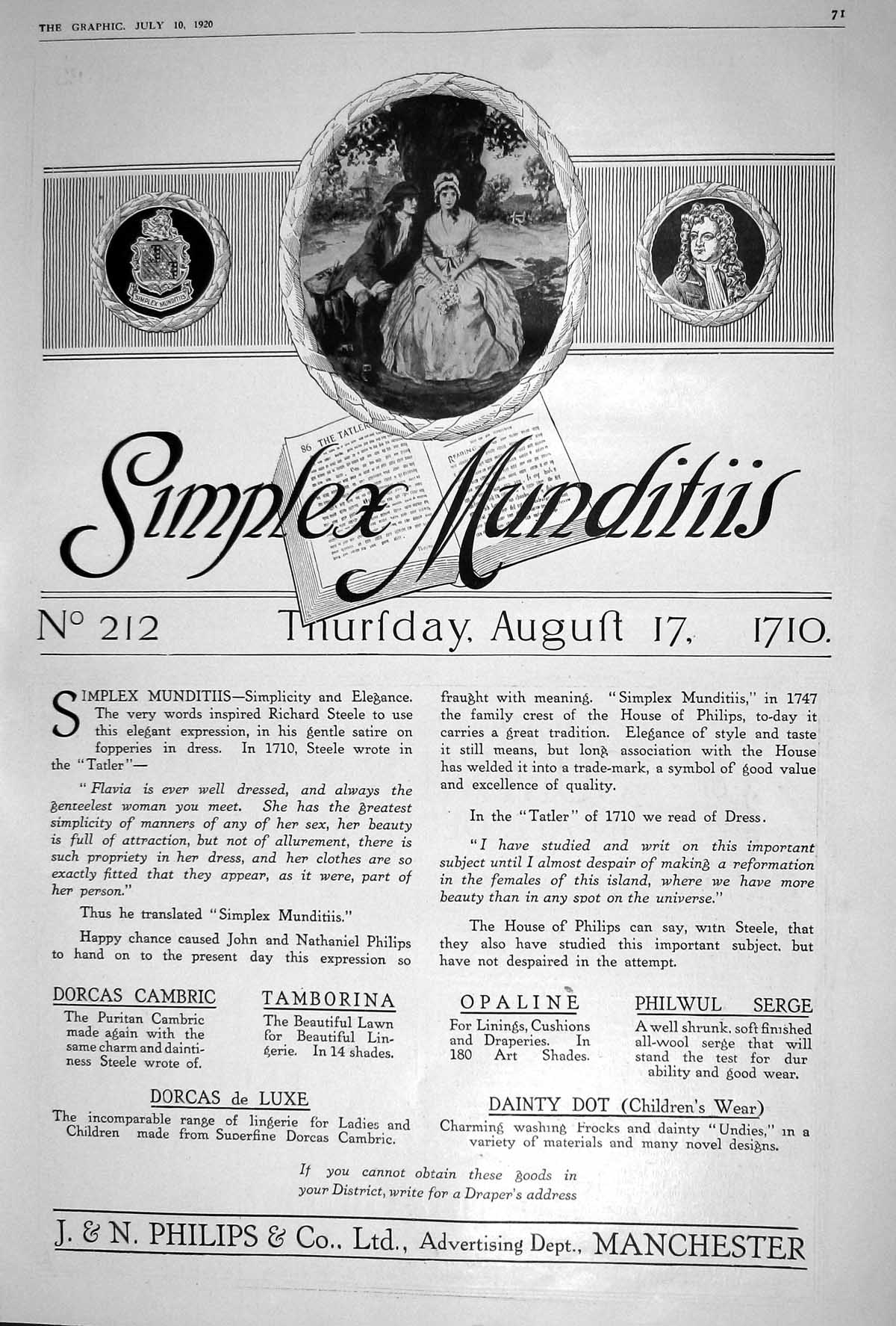 Old Vintage Print 1920 Advertisement Philips Simplex Munditiis Manchester 20th