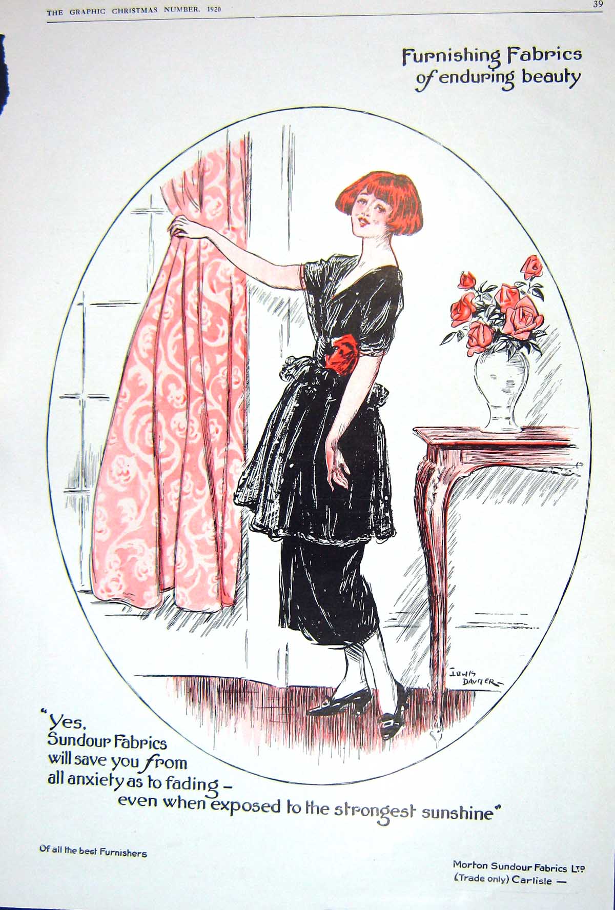Old 1920 Advertisement Sundour Fabrics Countryside Lane Pullars Perth 20th