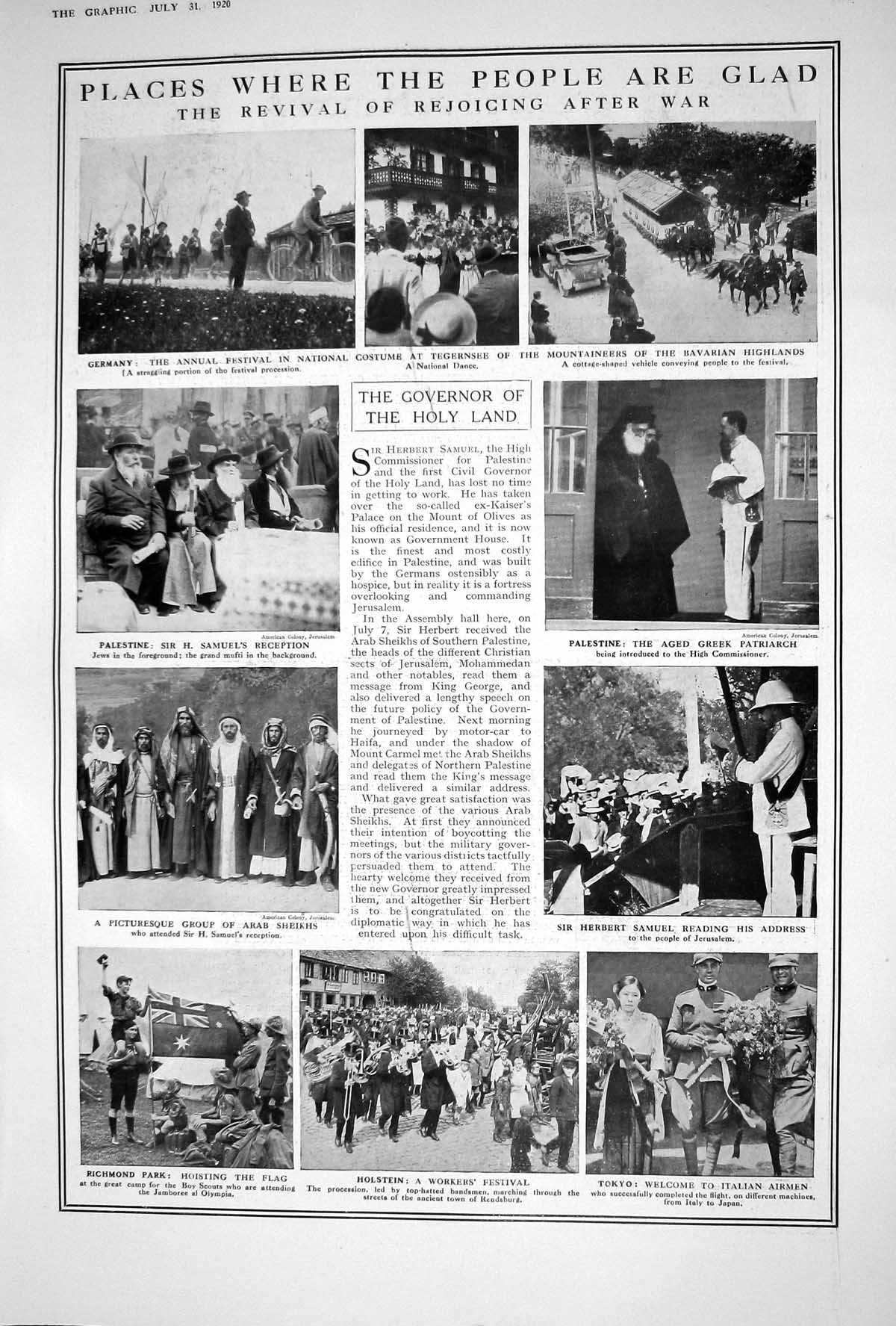 Old 1920 War Rejoicing Germany Tegernsee Palestine Samuel Tokyo Princ 20th