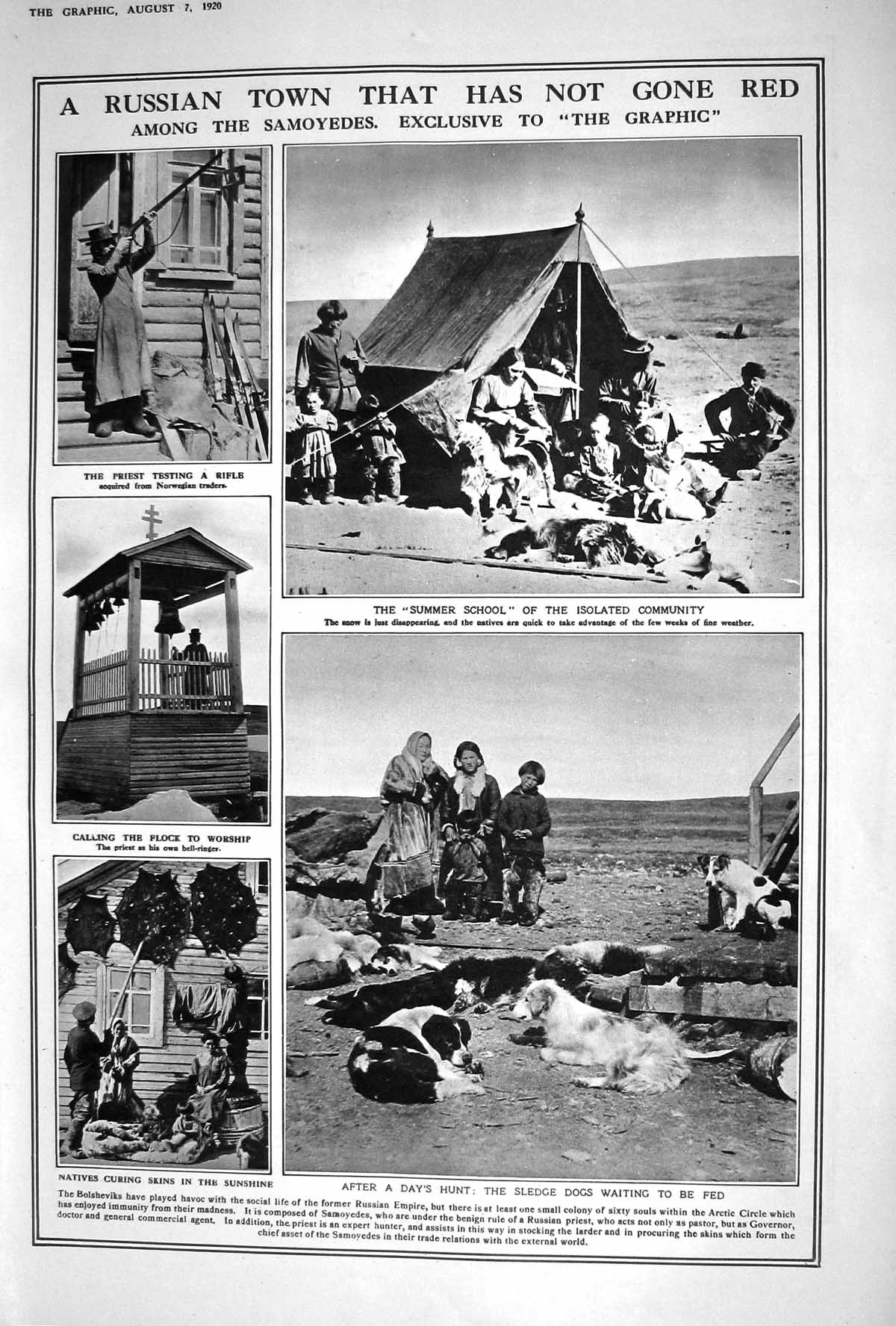 Old 1920 Samoyedes Priest Sledge Dogs Bolsheviks Ship Teutonic Mail O 20th