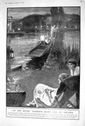 Antique Print 1920 River London Thames Boat Romance Arcadia Summer Evening 20th