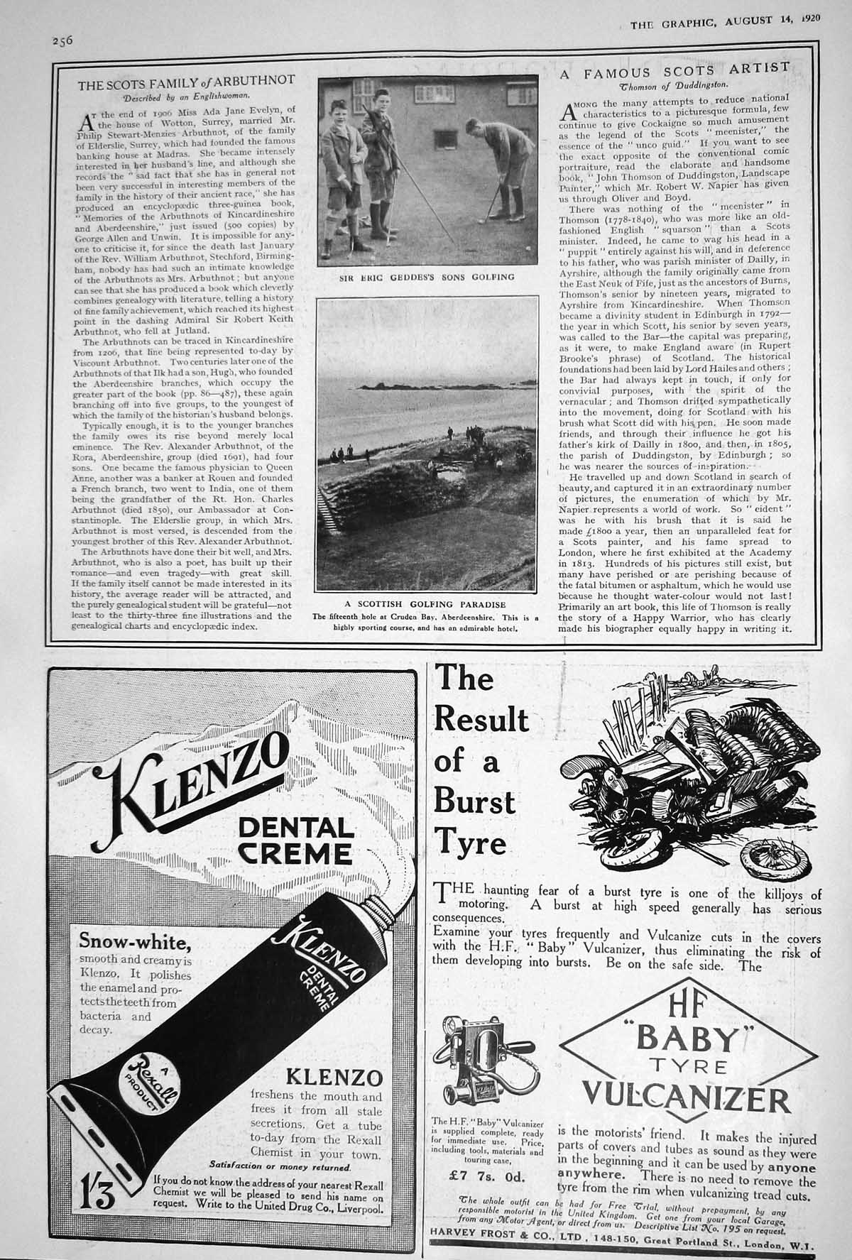 Old 1920 Eric Geddes Golf Cruen Bay Aberdeenshire Klenzo Dental Mundi 20th
