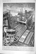 Original Old Vintage Print 1920 Concrete Ship Britain Monolithic Hull Preston