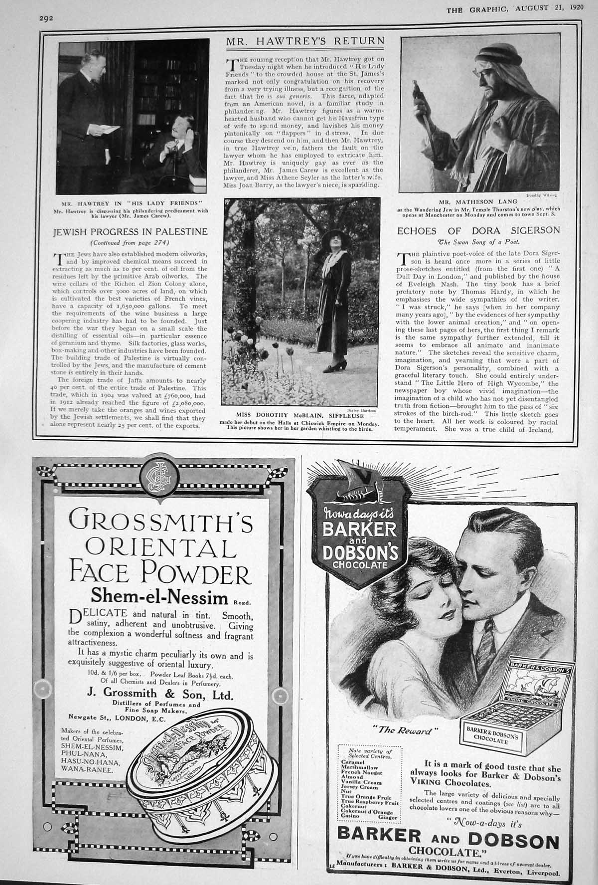 Old 1920 Hawtrey Matheson Lang Mcblain Baker Dobson Grossmith Mellins 20th