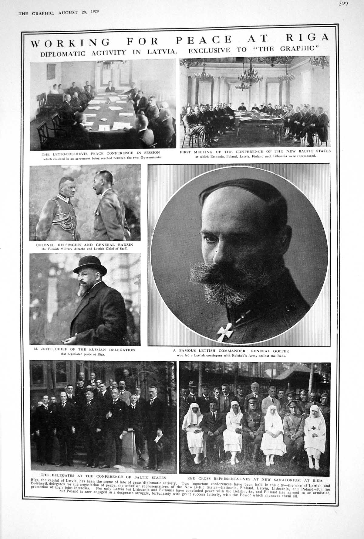 Old 1920 General Gopper Joffe Helsingius Radzin Red Cross Riga Hydrog 20th