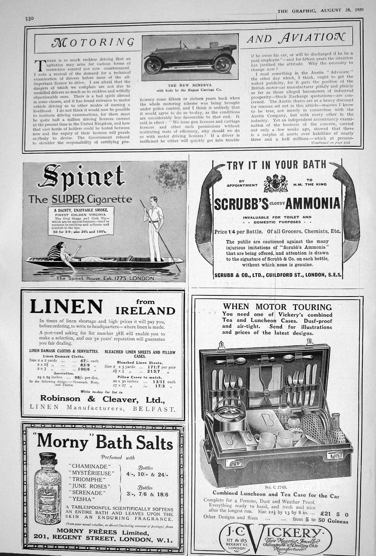 Old 1920 Motor Car Minerva Cigarette Vickery Morny Salts Fur Meltis C 20th