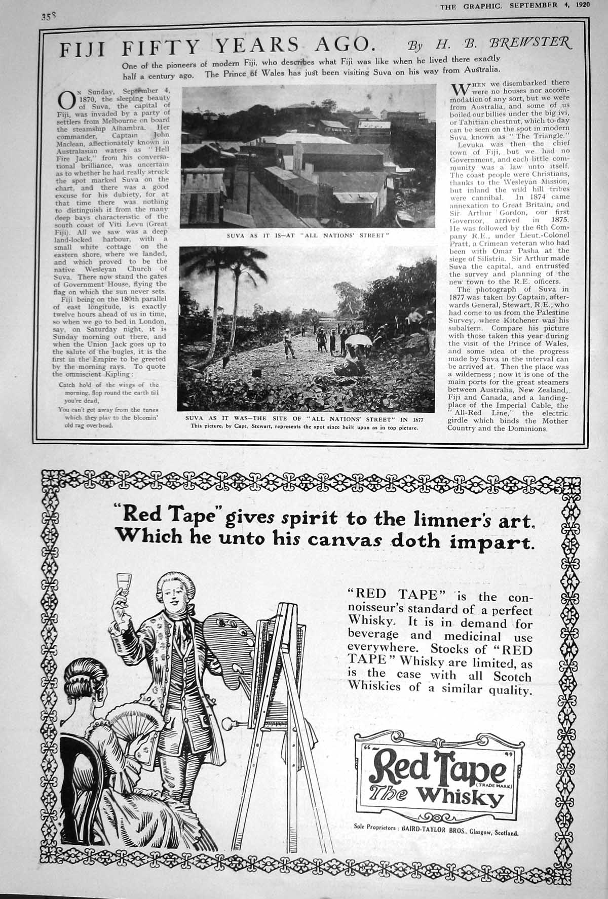 Old 1920 Suva Fiji All Nations Street Red Tape Whisky Barker Dobson C 20th