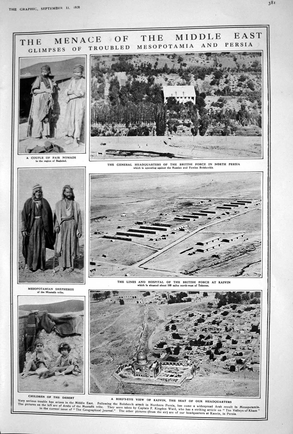 Old 1920 Nomads Mesopotamia Persia Shepherds Kasvin Portable Village 20th