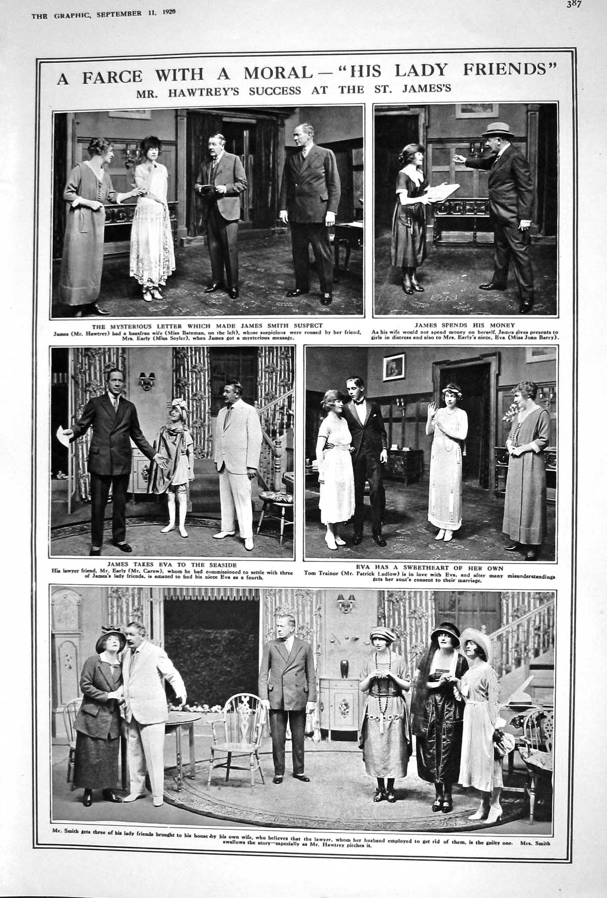 Old 1920 Hawtrey Jame'S Theatre Smith Eva Barry Lor Burghley Pilgrims 20th