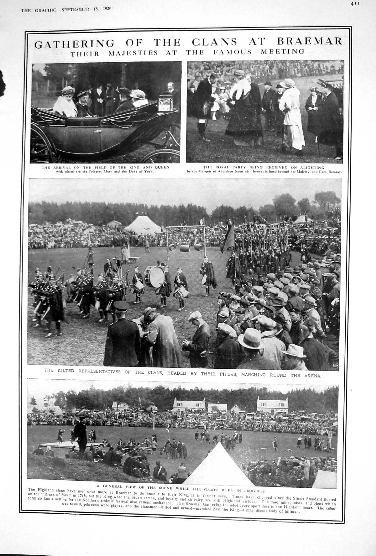 Old 1920 Braemar Games Princess Mary Duke York Lord Hardinge Embassy 20th