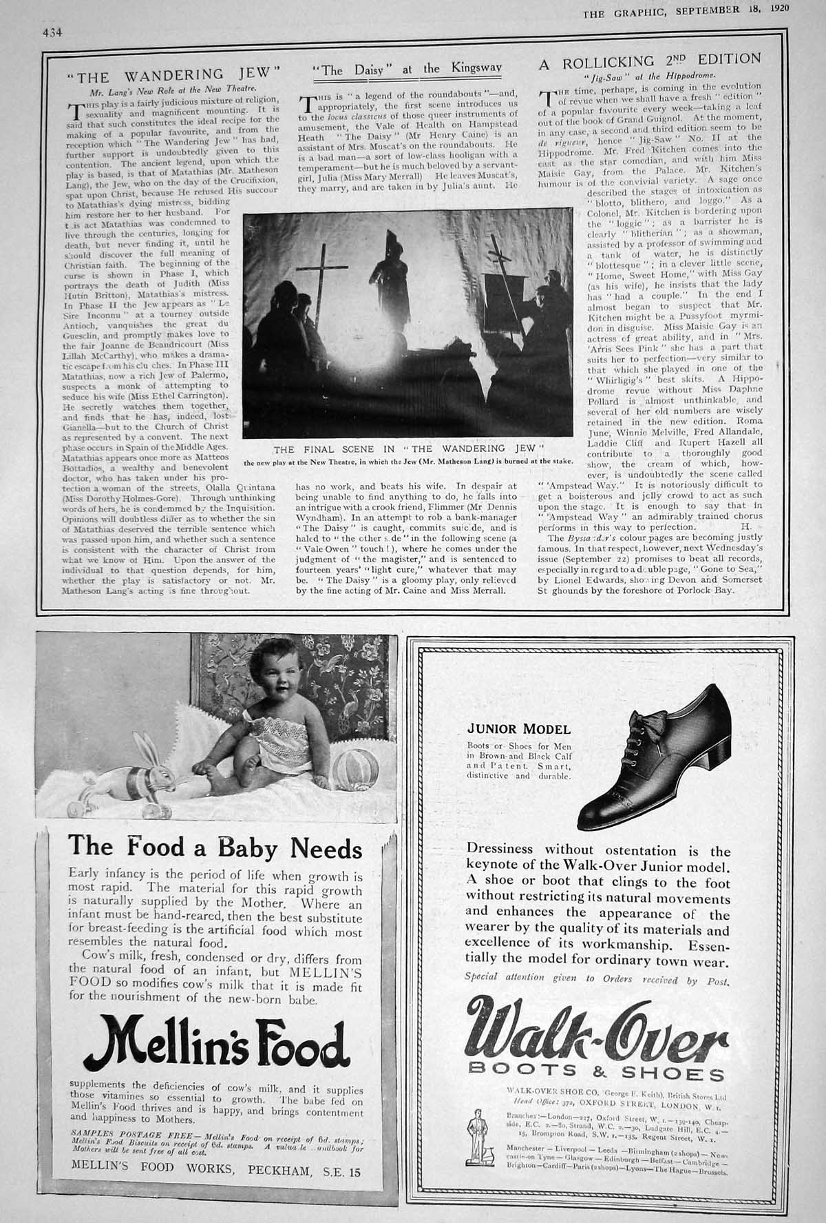 Old 1920 Wandering Jew New Theatre Mellins Food Walk-Over Shoes Zambr 20th