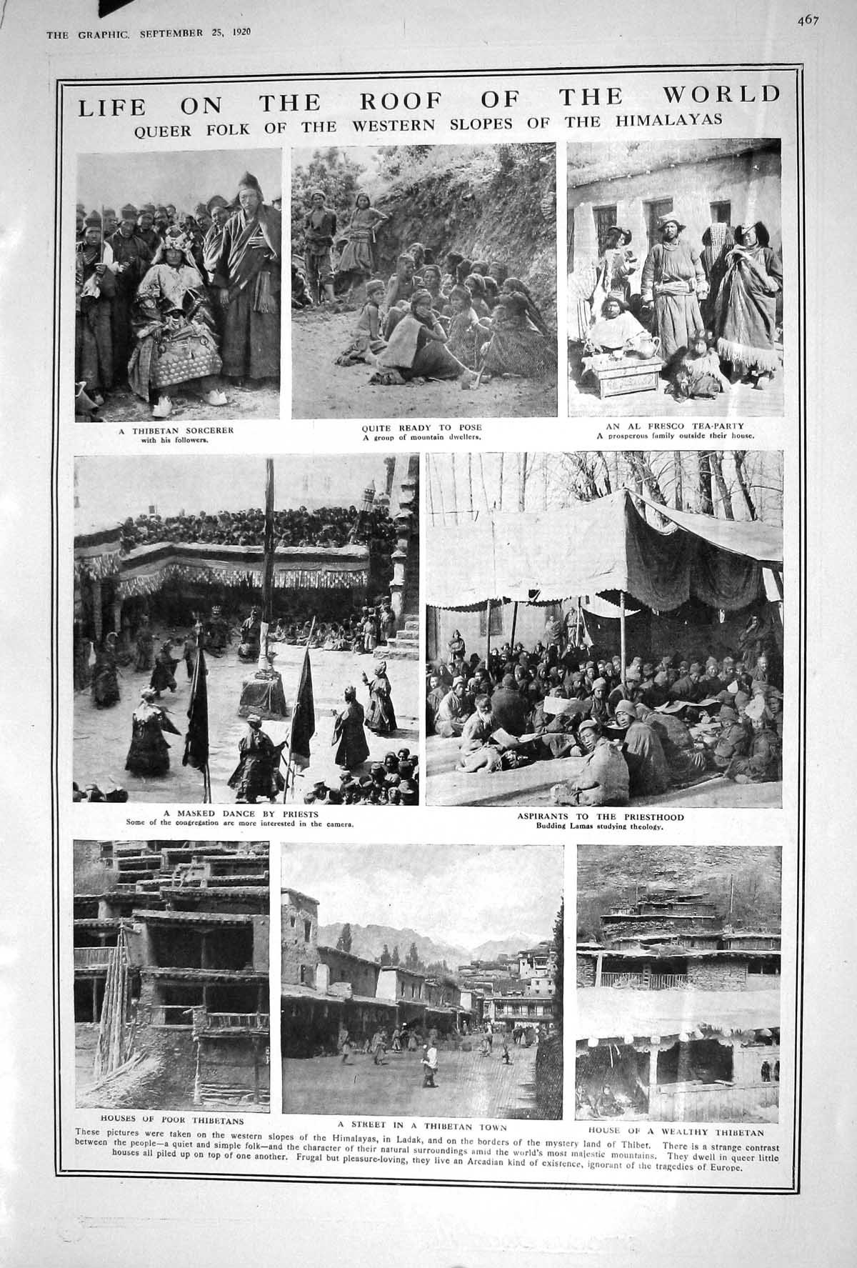 Old 1920 Himalayas Thibetan Sorcerer Lamas Labour Exchange Church Sha 20th