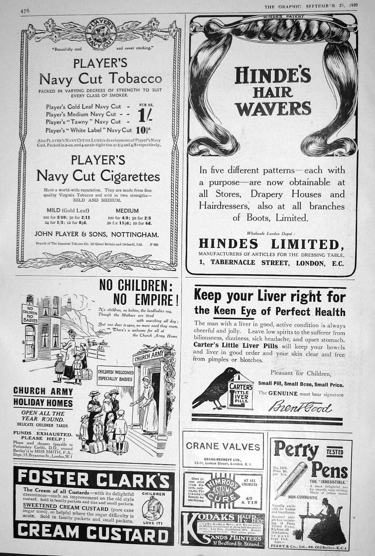 Old 1920 Players Navy Cut Tobacco Hinde'S Hair Weavers Perry Pens Car 20th