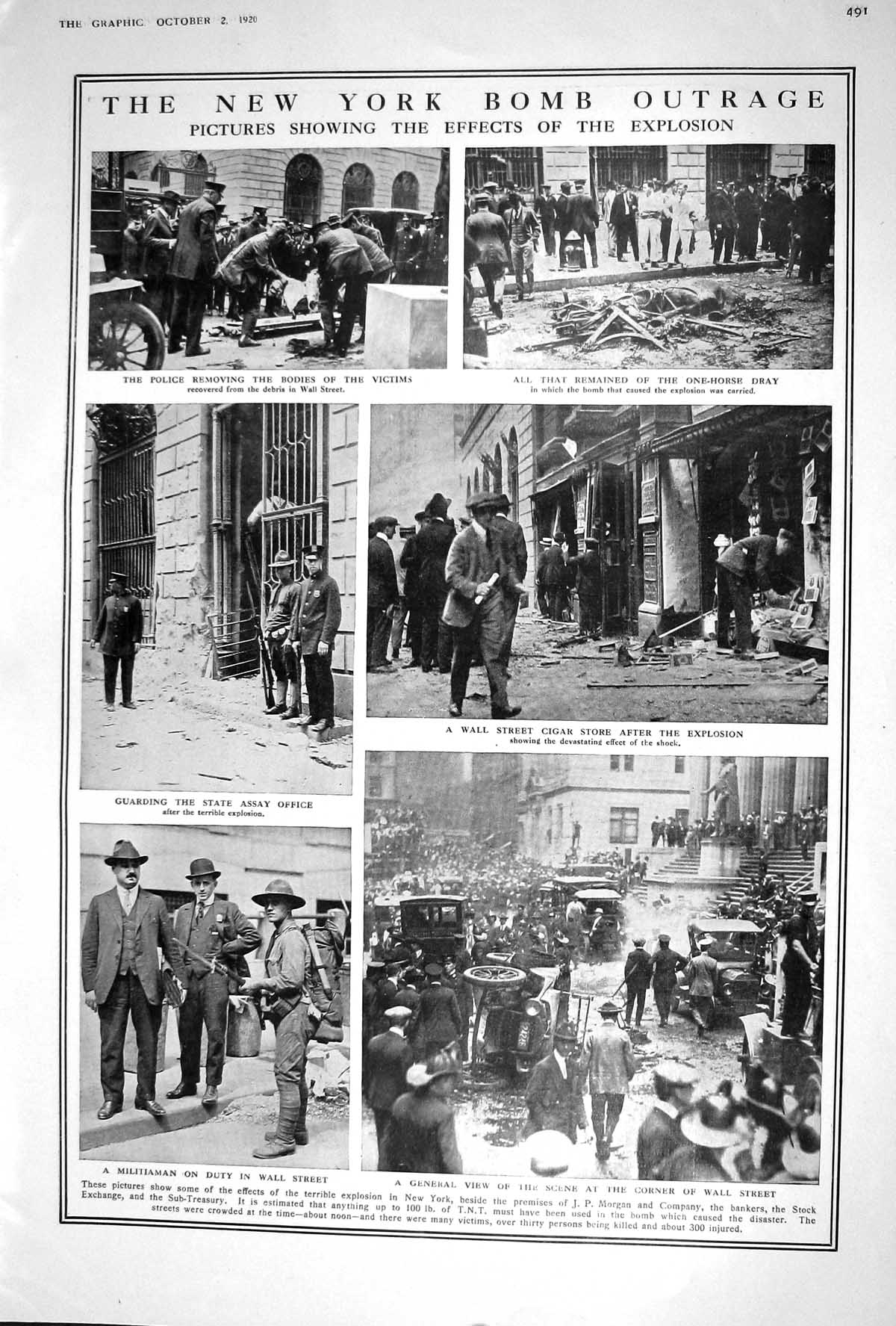 Old 1920 New York Bomb Outrage Police Explosion Cigar Shop Wall Stree 20th