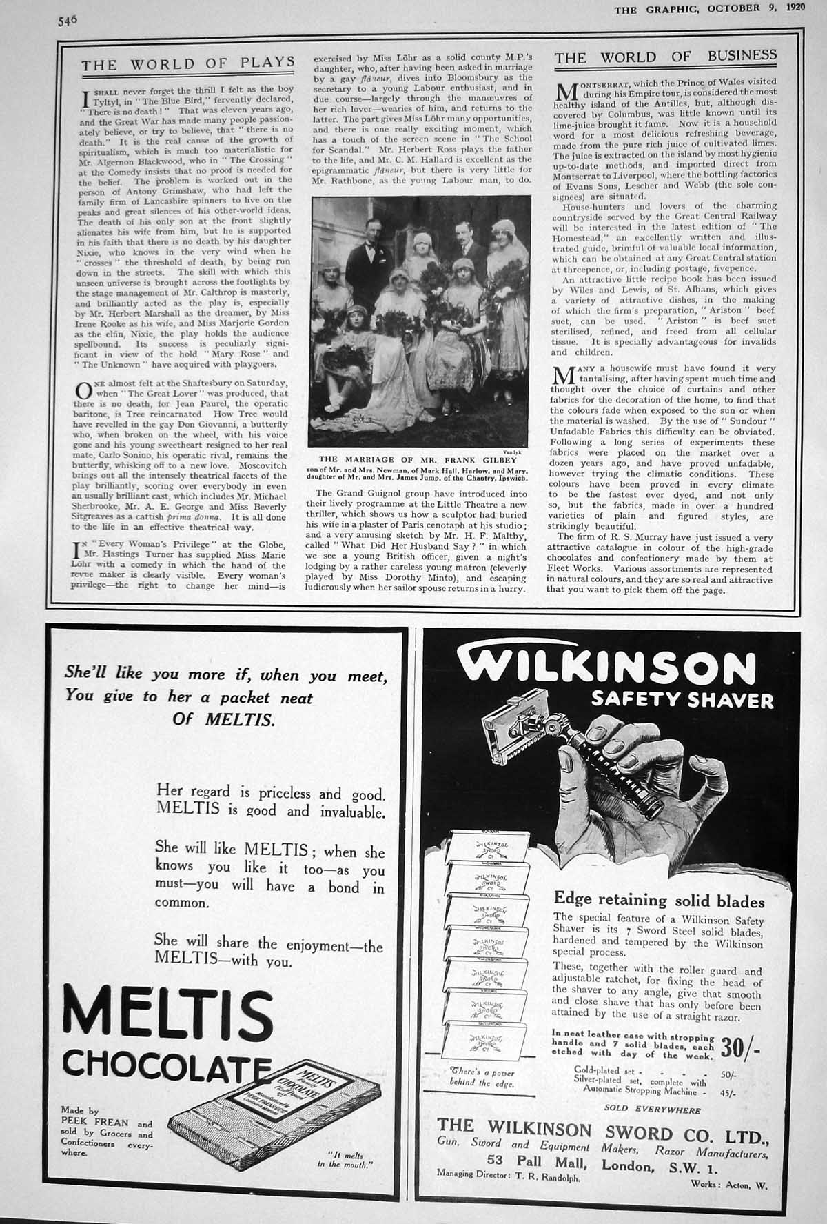 Old 1920 Marriage Frank Gilbey Mary Jump Wilkinson Razor Meltis Dunlo 20th