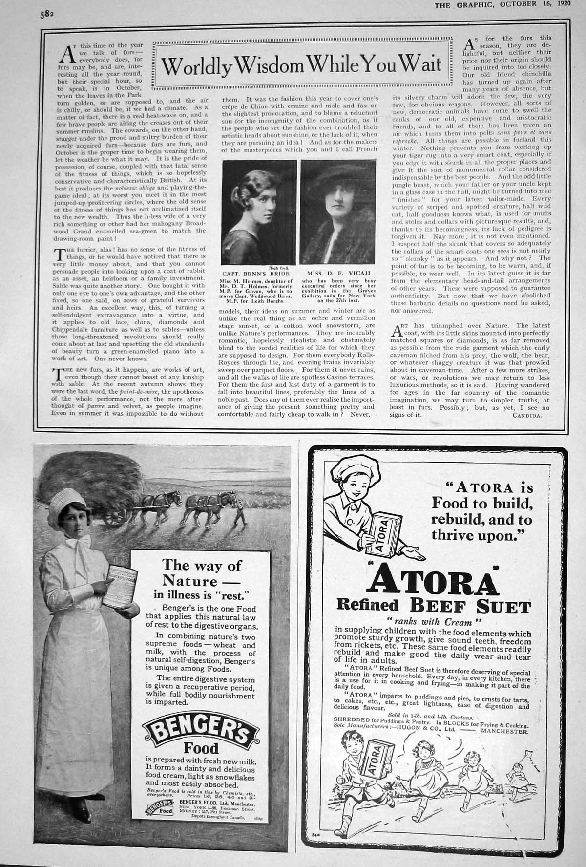 Old 1920 Miss Holmes Vicaji Benger'S Food Atora Beef Suet Cutuna Norv 20th