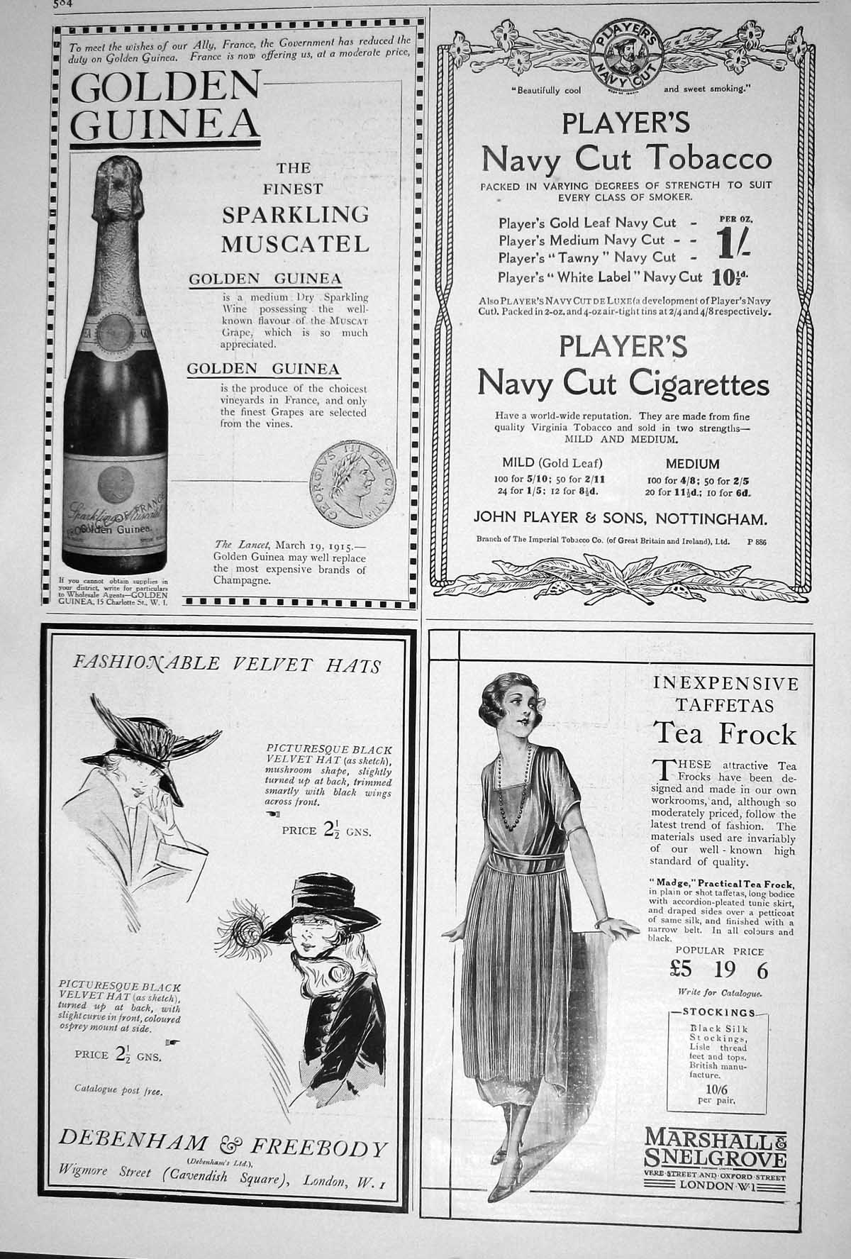 Old Print 1920 Gen Guinea Champagne Cigarettes Debenham Bird'S Custard T 20th