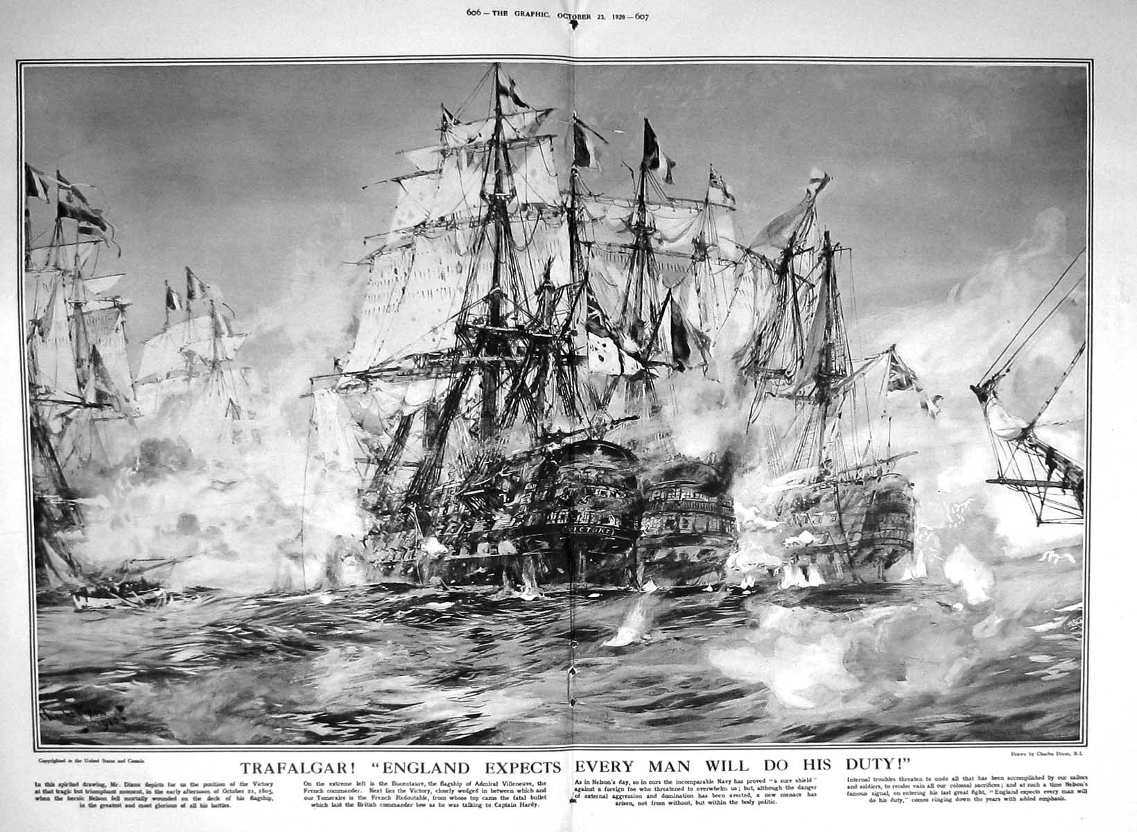 Old 1920 War Ship Victory Trafalgar Nelson Merchant Service Henry Luc 20th