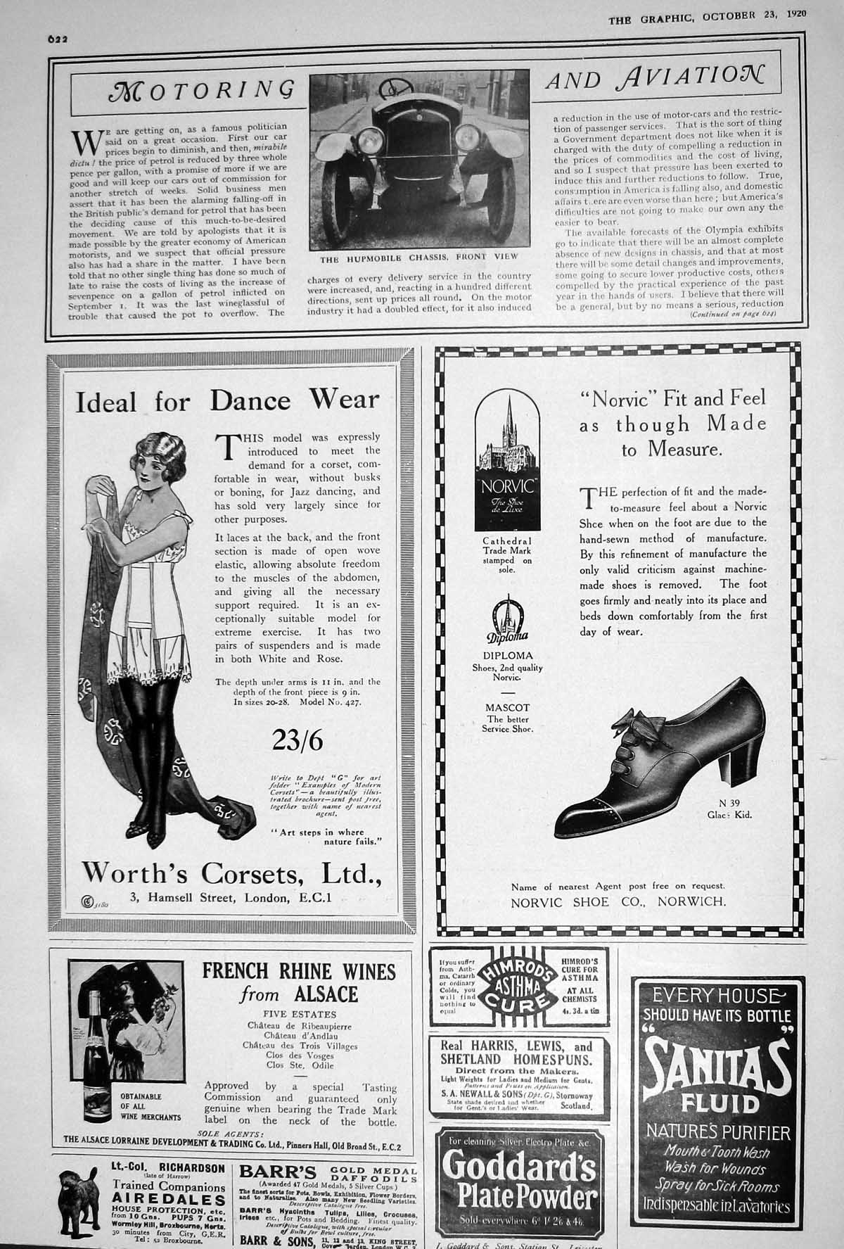 Old 1920 Hupmobile Chassis Motor Car Corsets Norvic Alsace Fur Coats 20th