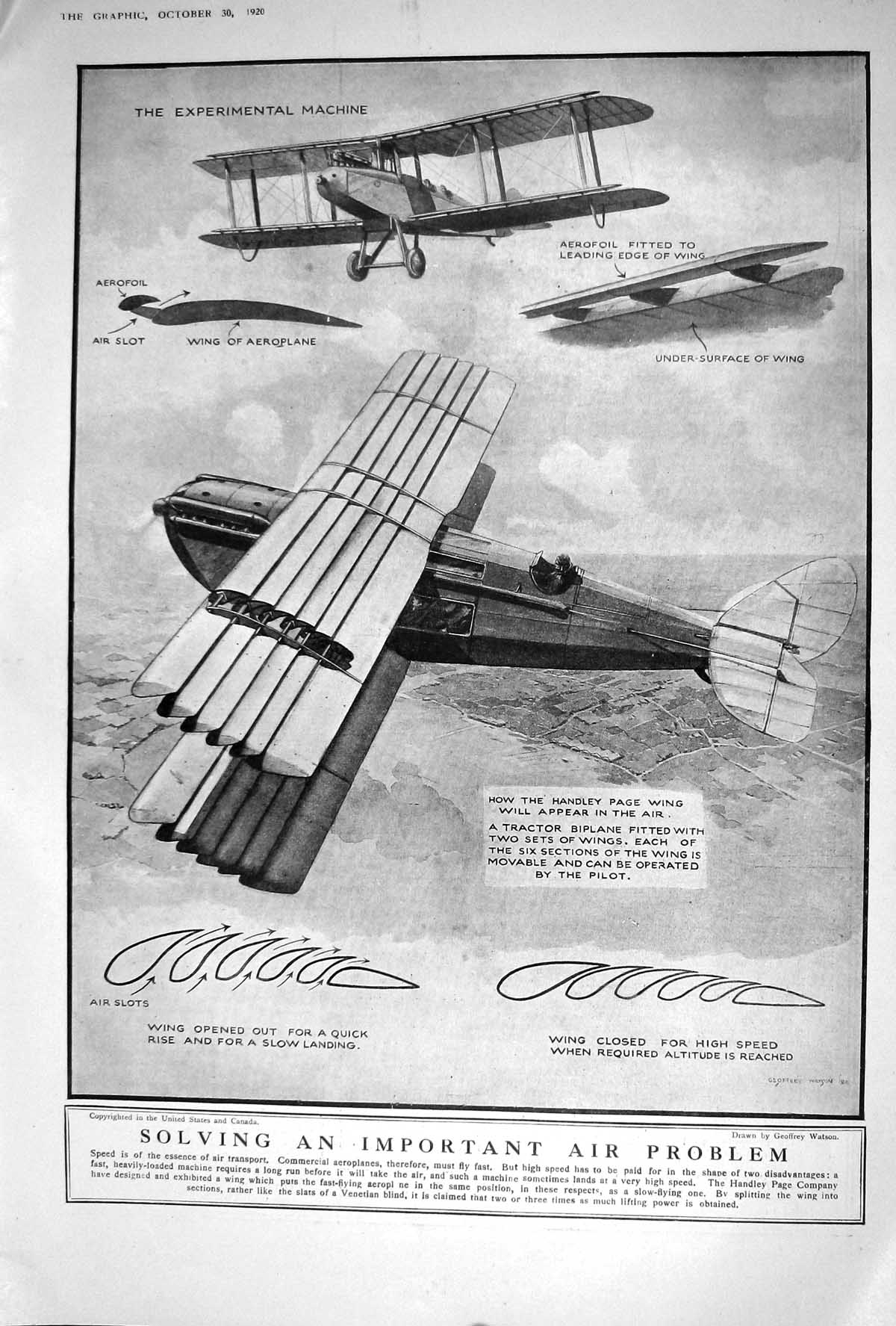 Old 1920 Experimental Air Machine Aircraft Hendley Page Wing Transpor 20th
