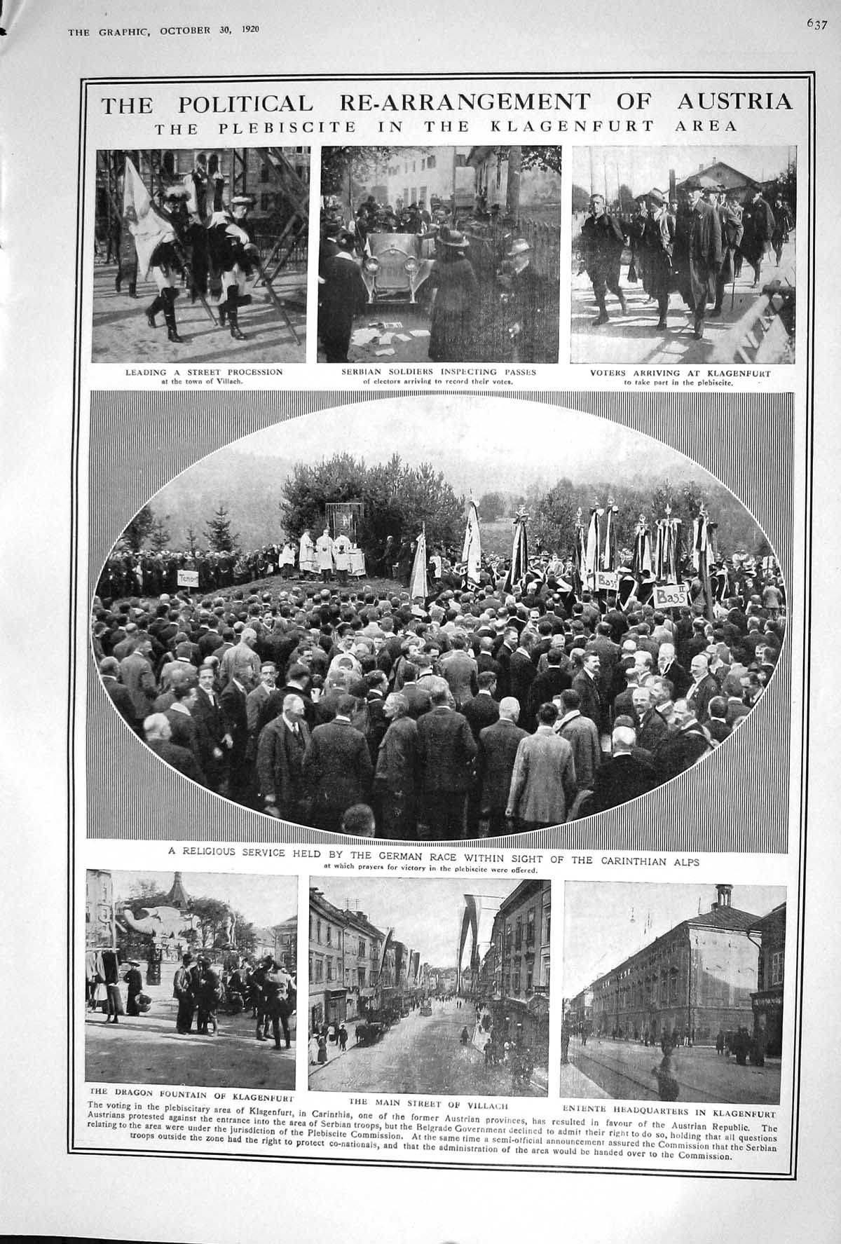Old Print 1920 Political Re-Arrangement Austria Serbian Siers Villach Kl 20th