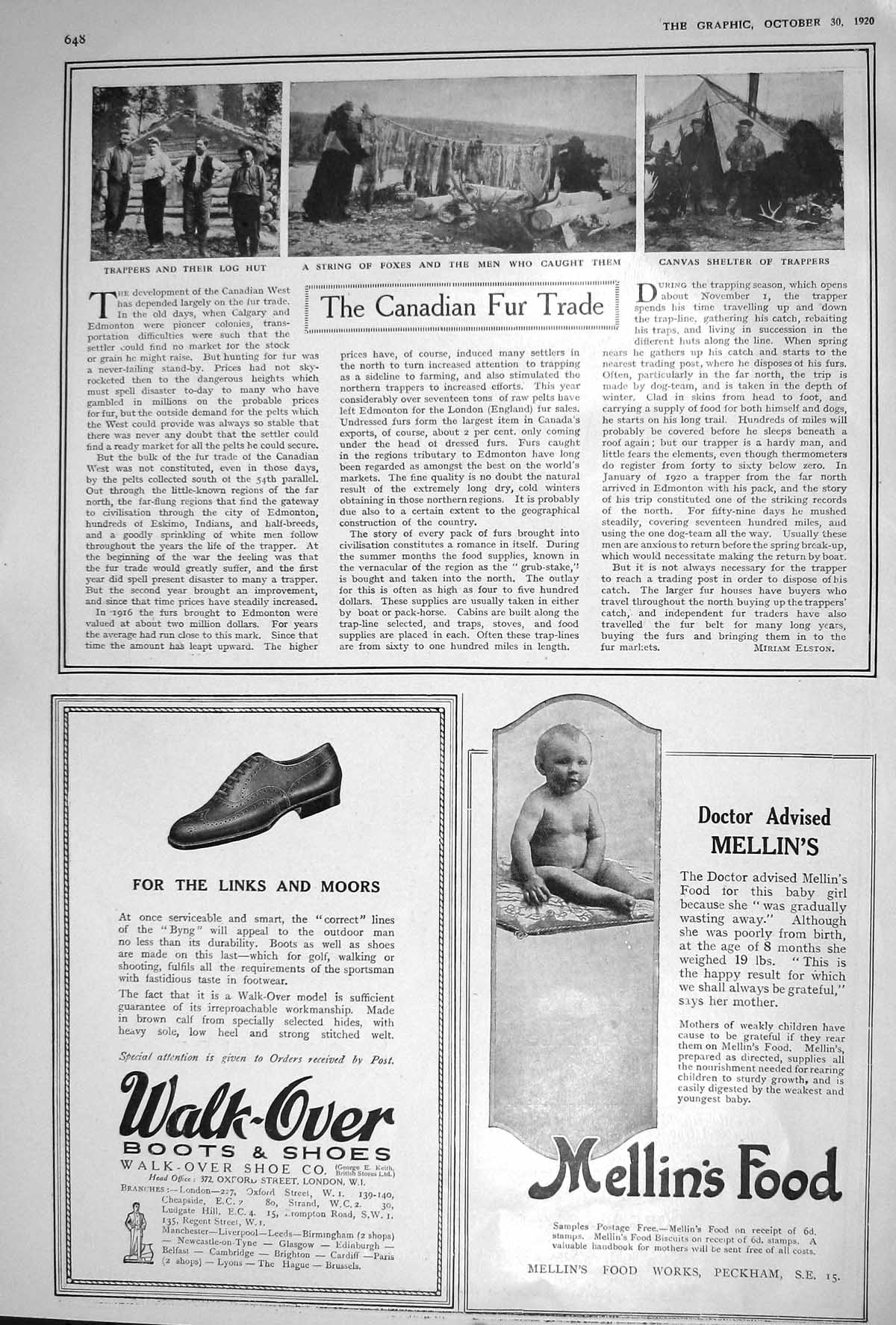 Old 1920 Canada Fur Trade Walk-Over Boots Mellins Food Kenilworth Cig 20th