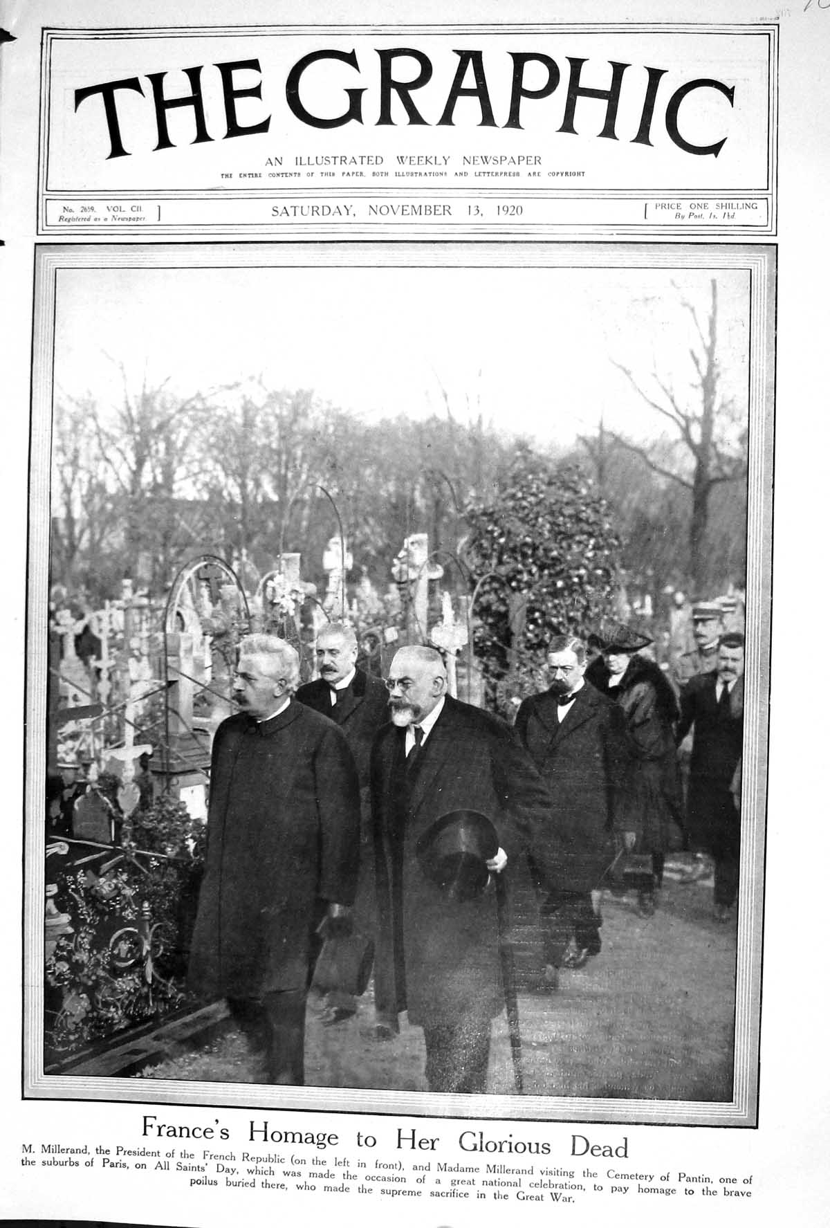 Old 1920 Millerand France Cemetery Pantin Lloyd George Lord Mayor Ear 20th